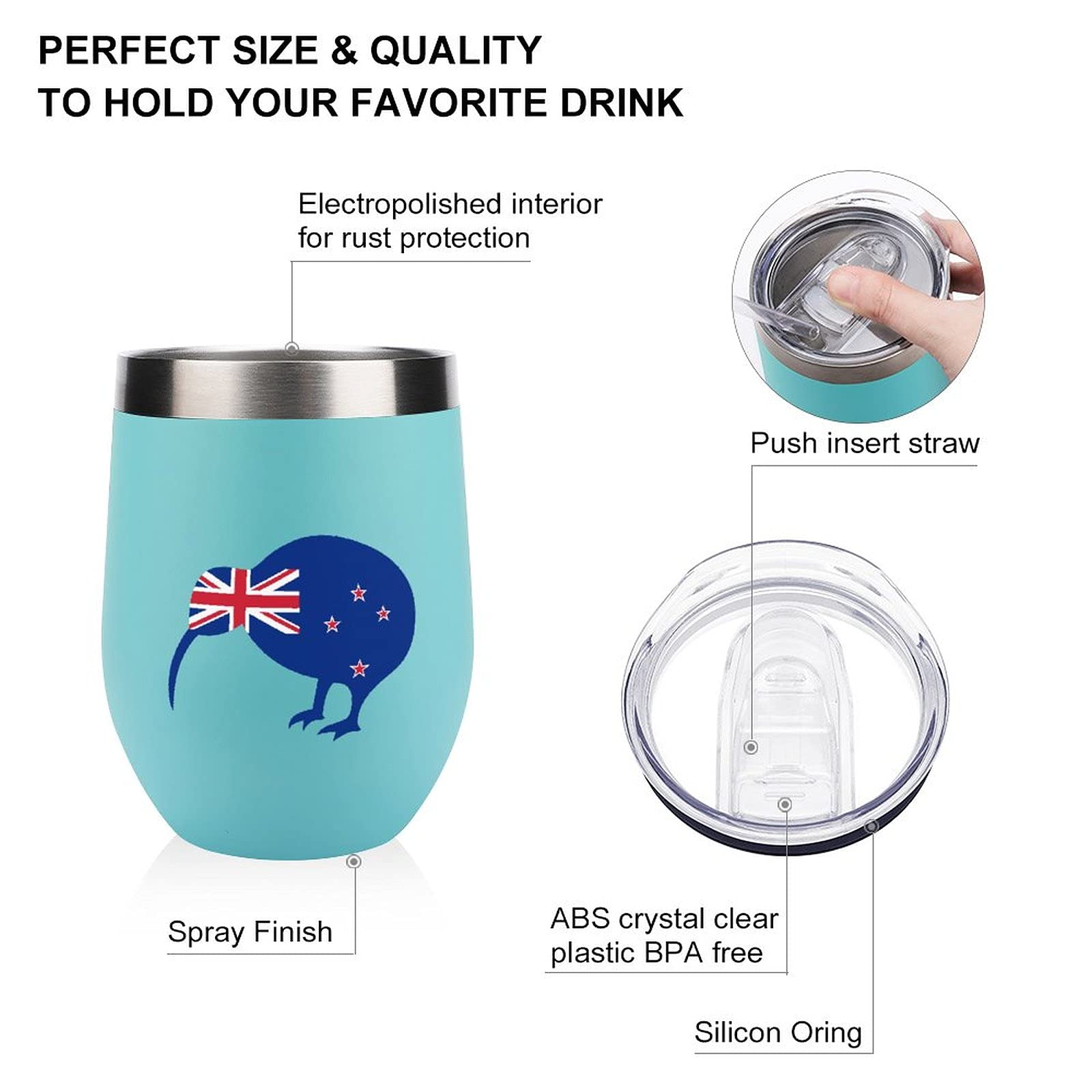 Stainless Steel Kiwi Bird Wine Tumbler - Vacuum Insulated Travel Mug for Coffee & Wine