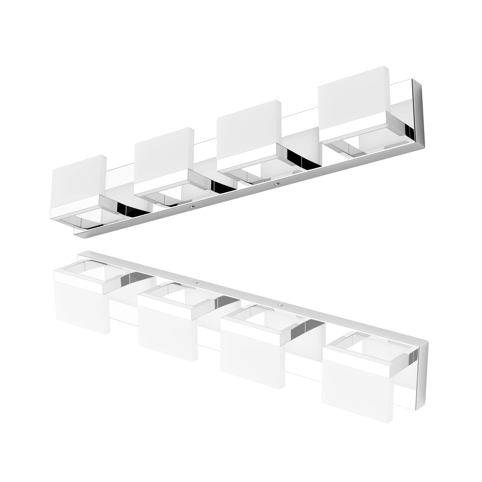 Tipace 4-Light LED Modern Vanity Light - Chrome Bathroom Lighting Fixture with Up/Down Lighting - Perfect for Bathroom Wall Mount Over Mirror (White Light 6000K) - Ideal for Modern Home Bathrooms, Powder Rooms & Dressing Areas