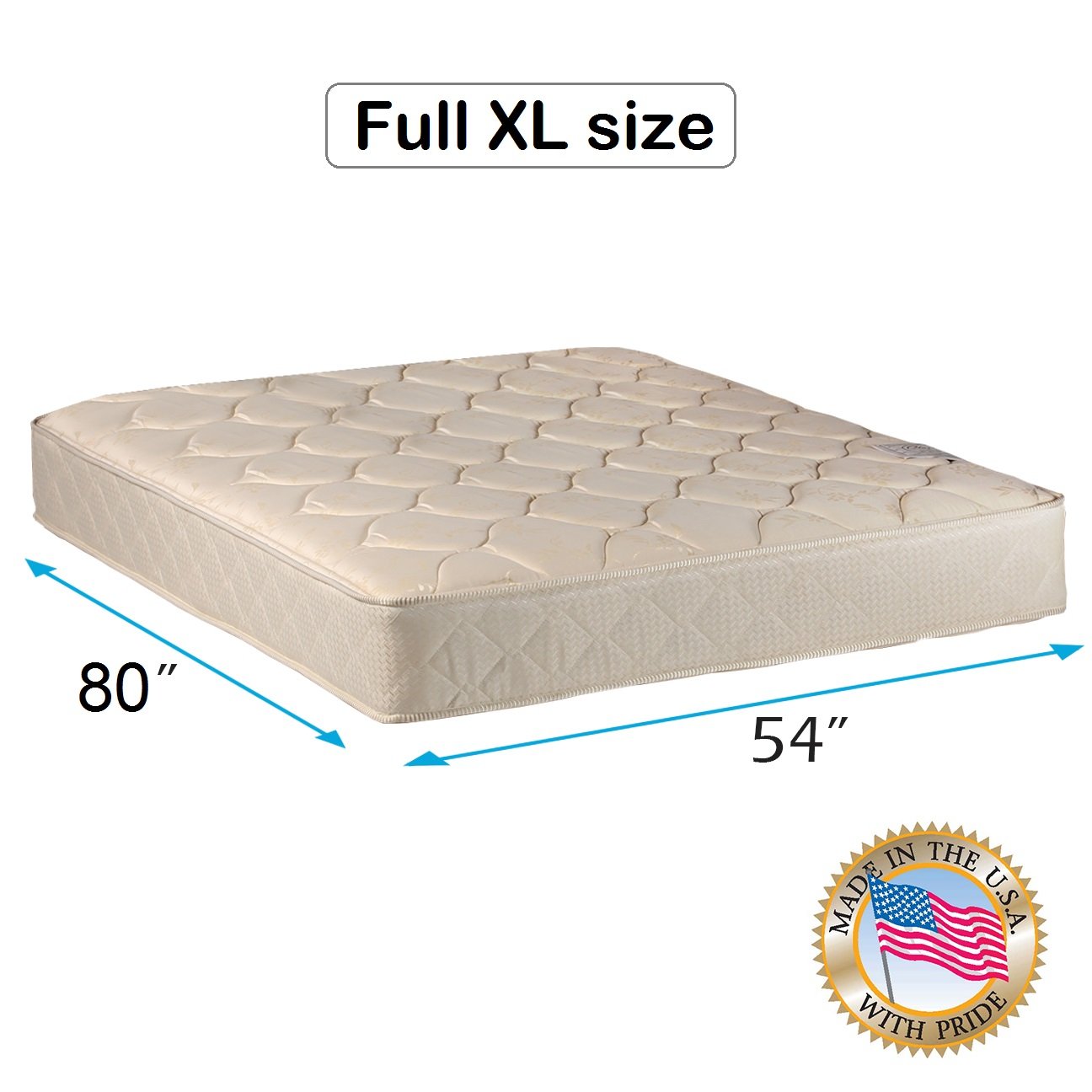 **Dream Solutions USA Orthopedic Mattress - Firm Support for Spine Alignment, Durable Comfort, Includes Mattress Protector (Full XL 54
