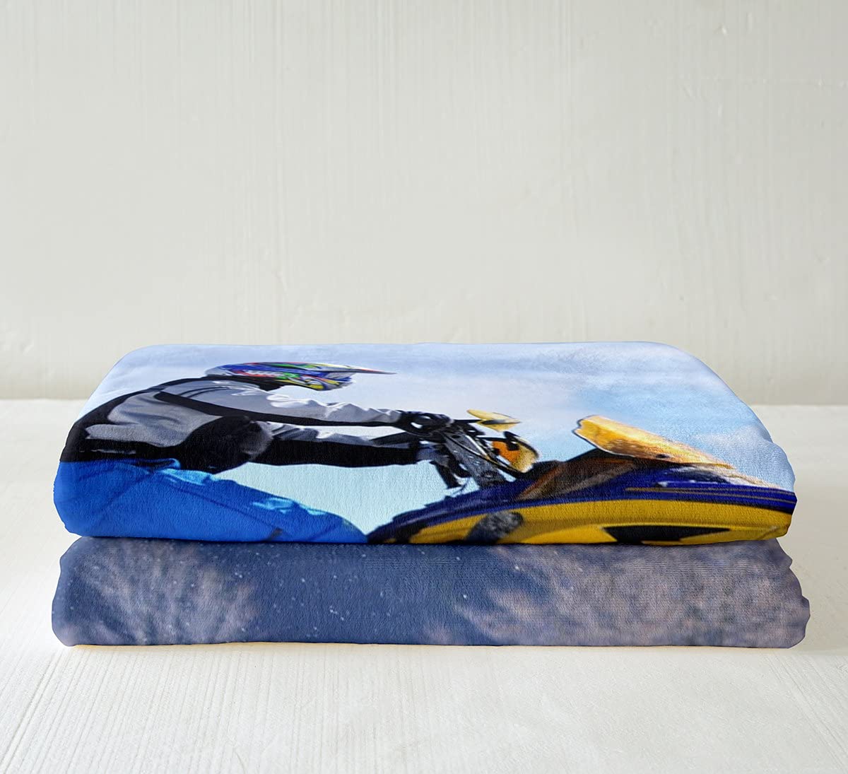 Snowmobile Pattern Sherpa Fleece Blanket for Boys & Teens - 30