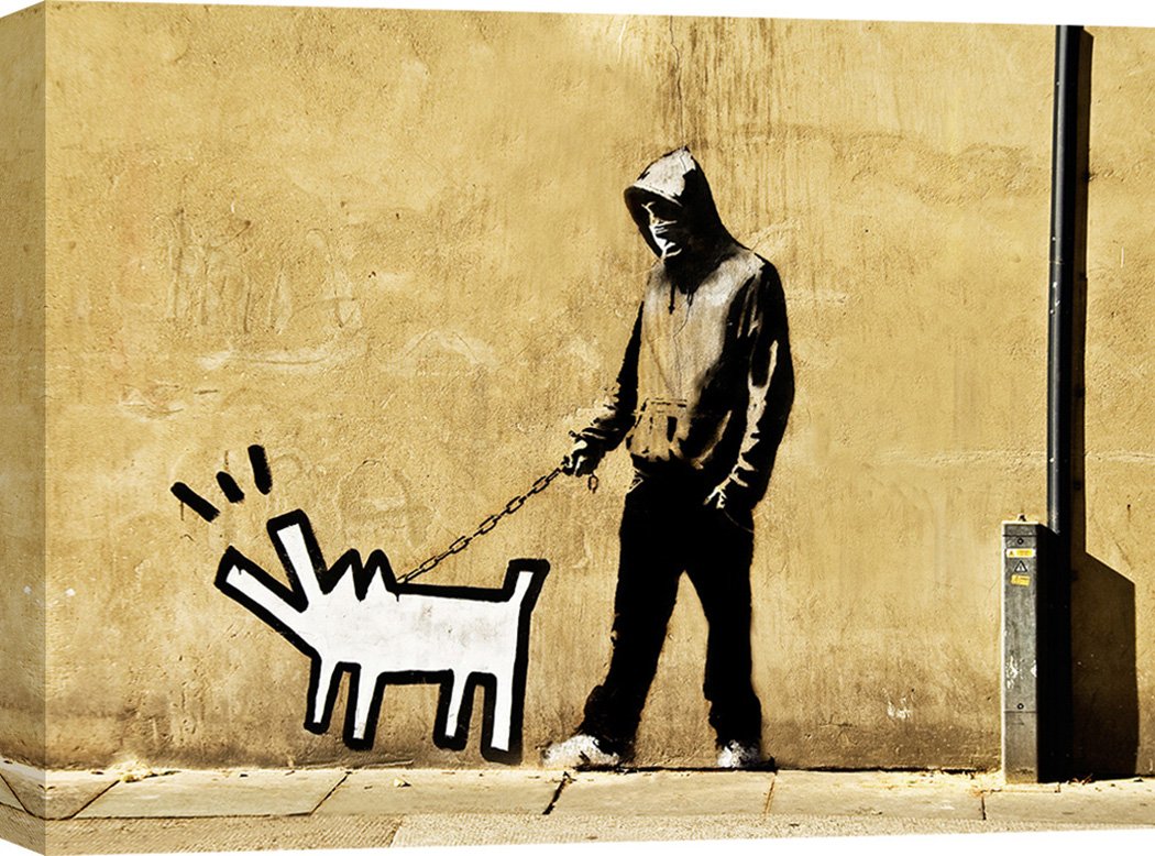Banksy Inspired Street Art Canvas Print - Anonymous Graffiti Artwork from Grange Road, Bermondsey London - 120x90 cm Wall Decor for Living Room, Bedroom & Office
