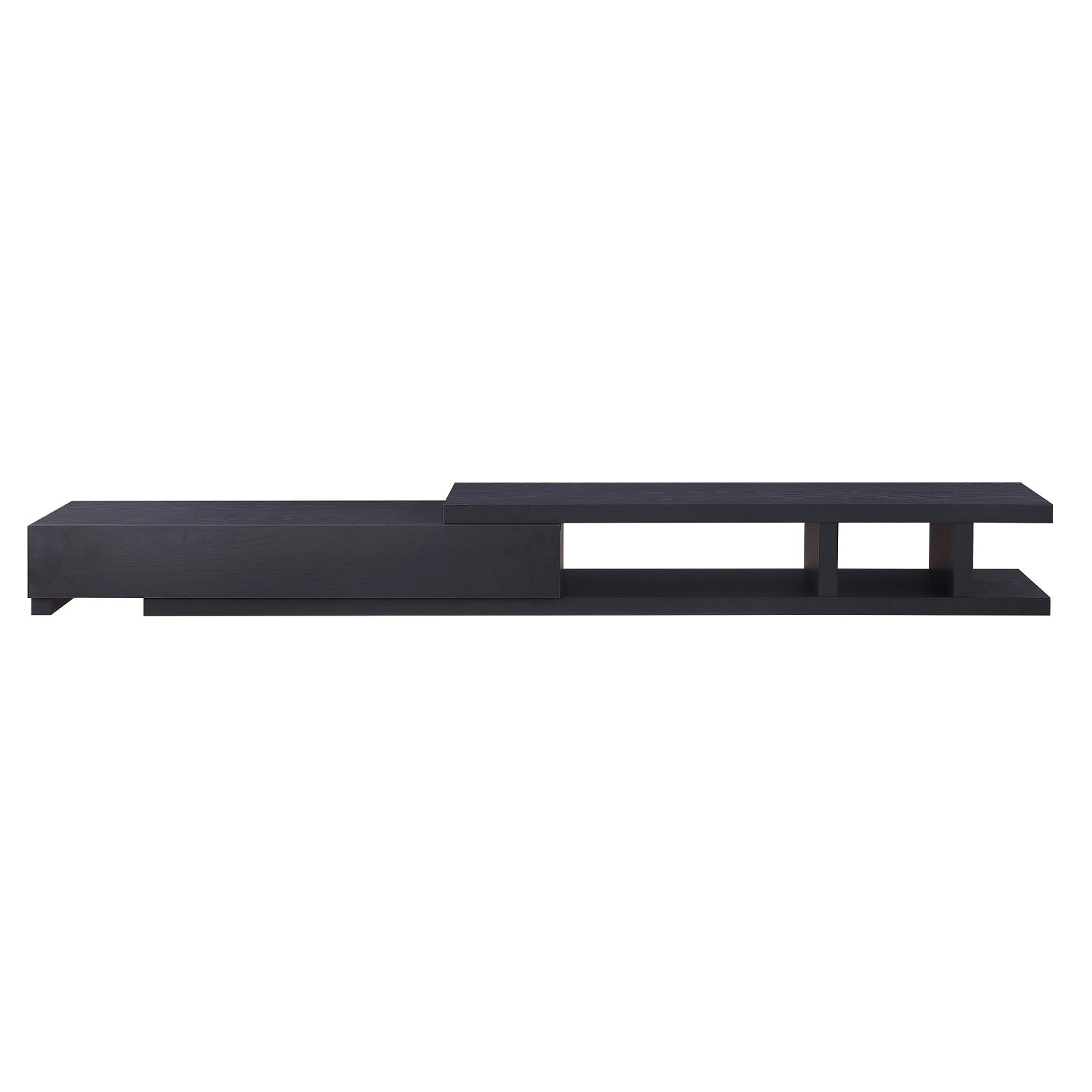 Criterion Coventry Extendable TV Stand 279cm - Black Oak Entertainment Center for Living Room, Home Theater & Media Storage