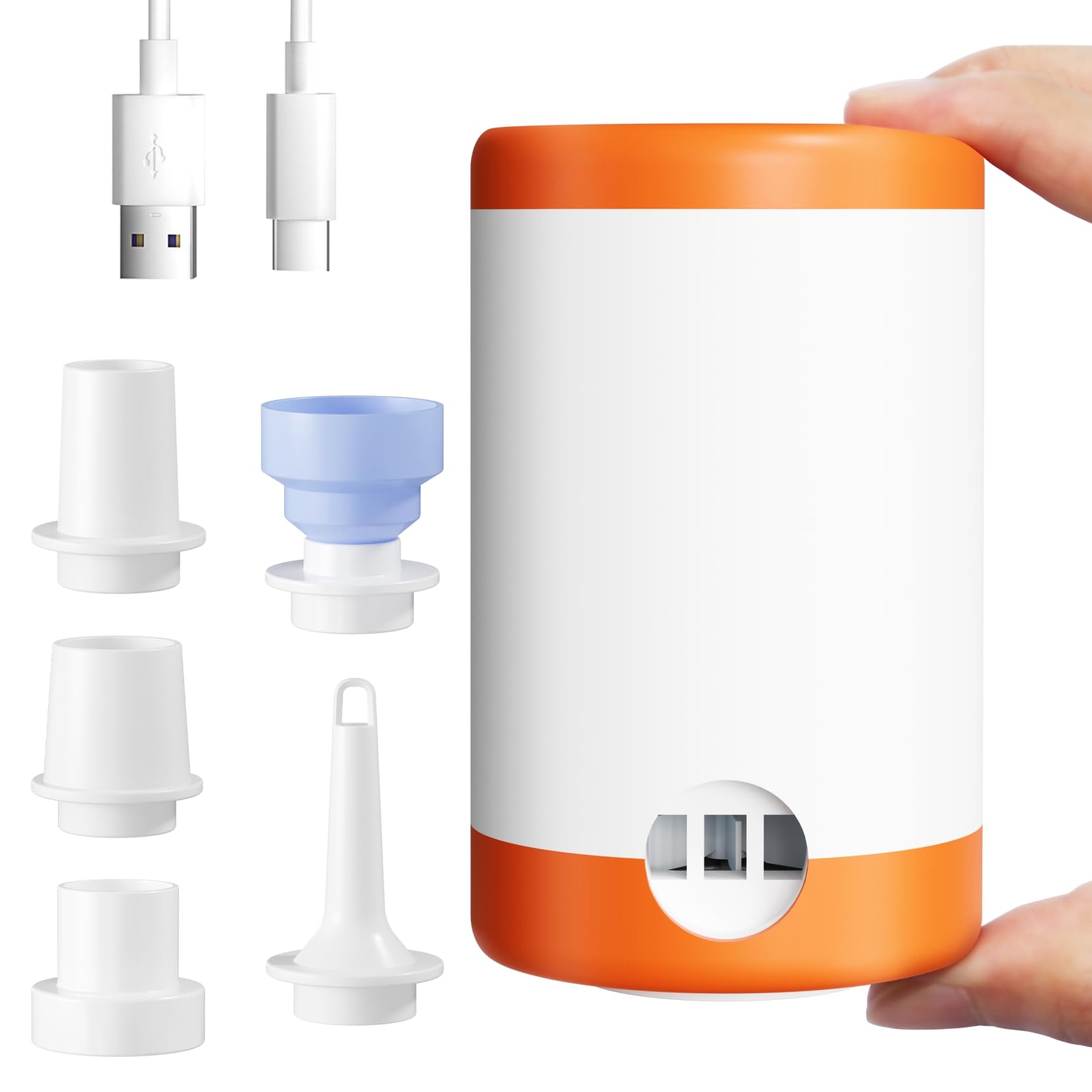 Portable Rechargeable Air Pump for Inflatables - 1500mAh Battery Powered Mini Inflator & Deflator for Air Mattresses, Pool Floats, Vacuum Bags - USB Charging for Camping, Travel & Home Storage