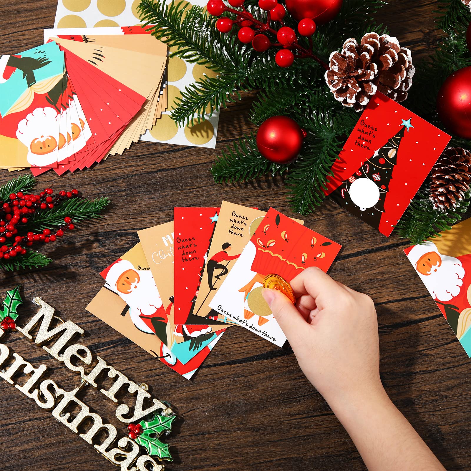 270-Piece Christmas Scratch Off Cards Set - 120 DIY Holiday Present Cards & 150 Scratch Off Stickers - Xmas Party Games, Lottery Cards & Festive Activities for Family Gatherings, Office Parties & Classroom Fun