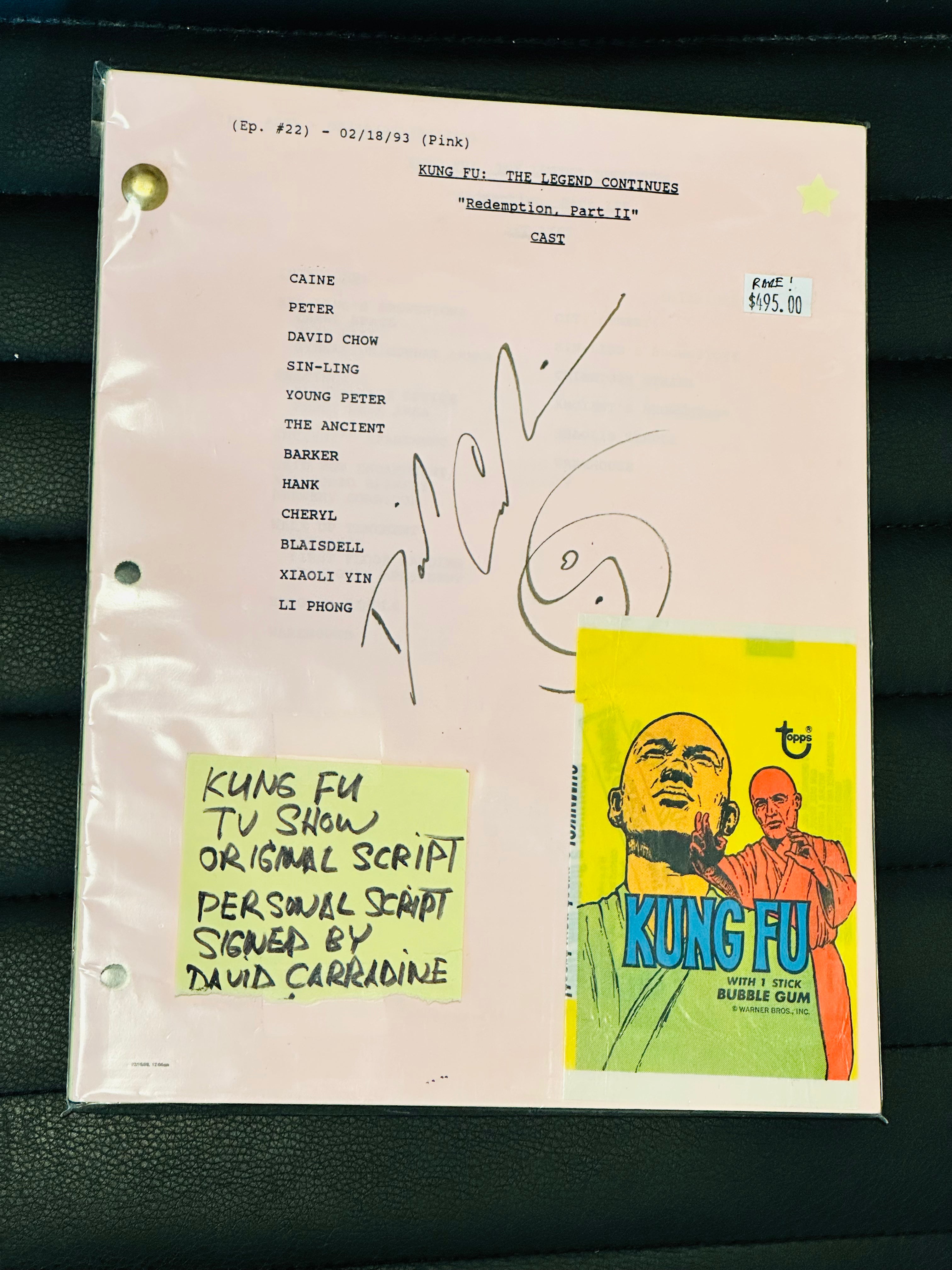 Original Kung Fu David Carradine Autographed Shooting Script with COA - Rare Collectible for TV Memorabilia Fans & Martial Arts Enthusiasts