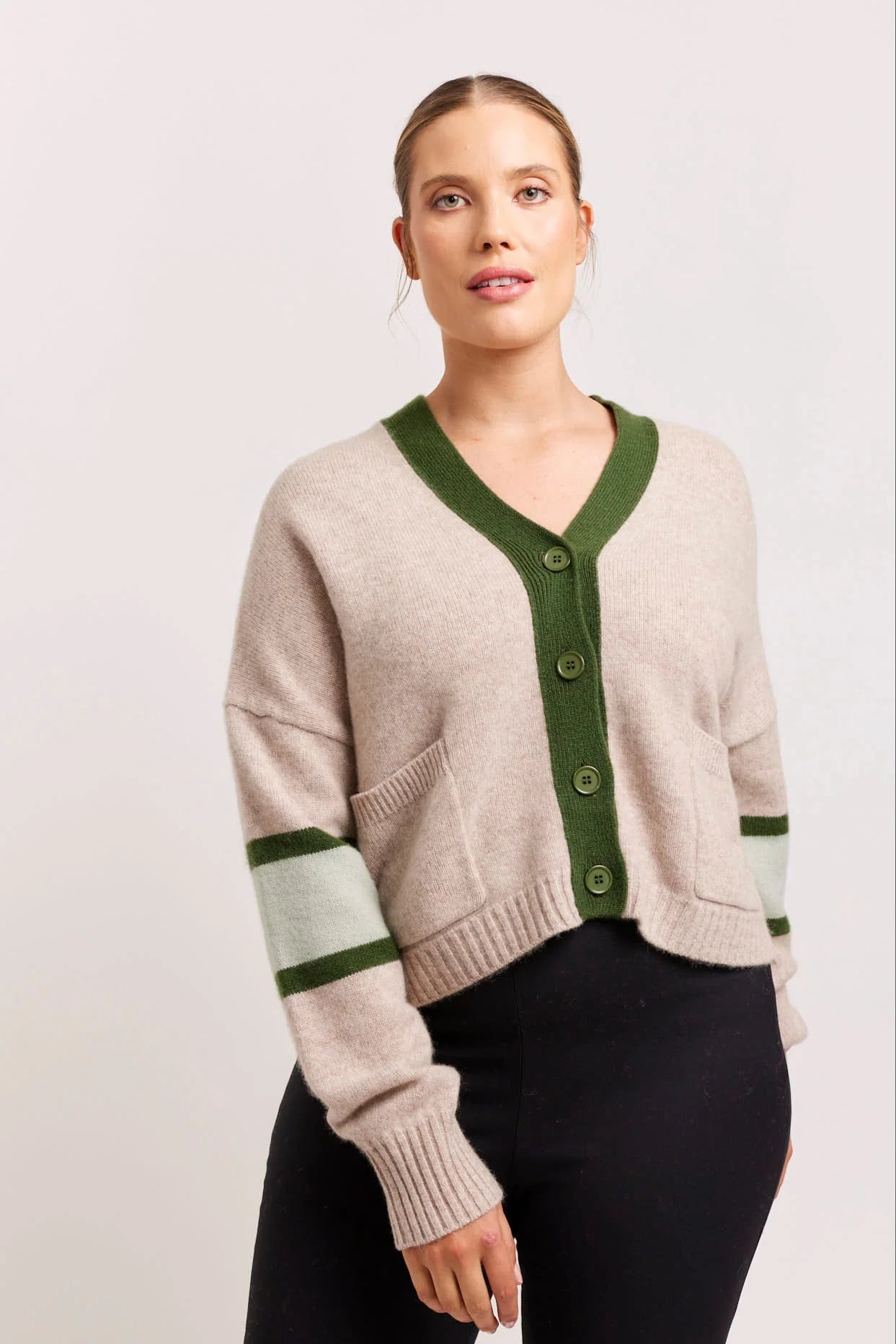 Addison Cashmere Cardigan in Lightweight Beige - Soft Women's Sweater for Fall & Winter | Perfect for Office, Travel & Casual Outfits