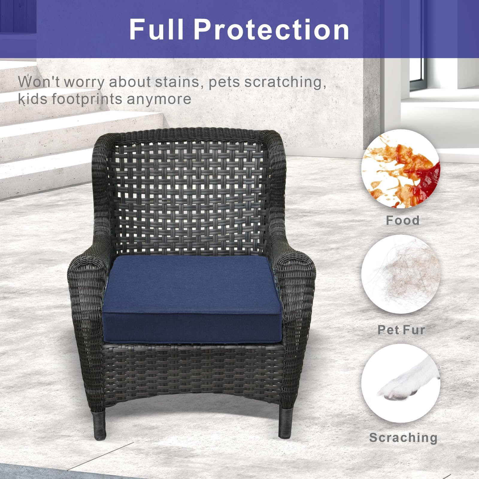 JMGBird Outdoor Patio Cushion Covers Set of 4 - Water Resistant, Washable Chair Seat Slip Covers with Zipper (24x24x4 Inch) - Replacement Cushion Covers for Garden, Sofa, Couch & Indoor Furniture - Perfect for Backyard, Deck, Poolside & Patio Relaxation