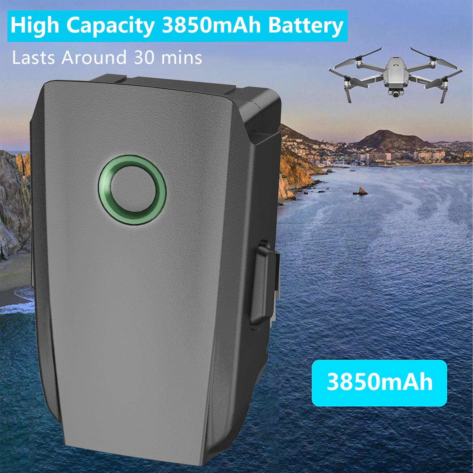 MVMOD Mavic 2 Pro Battery - 3850mAh High-Capacity Intelligent Flight Battery for DJI Mavic 2 Pro & Zoom Drone, 15.4V Long-Lasting 30Mins Max Flight Time (Not Compatible with Mavic Pro) - Perfect for Aerial Photography, Travel Vlogging, and Outdoor Adventures