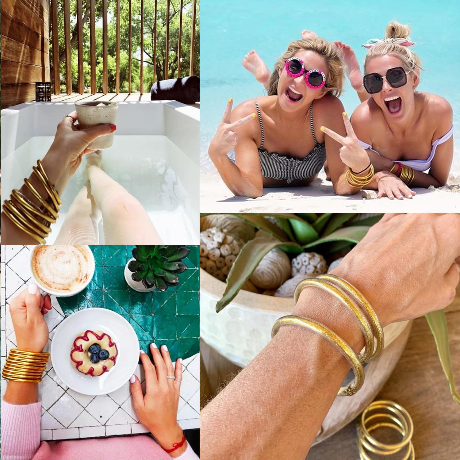 ATIMIGO Bowknot Jelly Bangle Bracelets Set - Lightweight Cute Glitter Filled Stackable Silicone Bracelets for Women & Girls - Perfect for Parties, Gifts, and Everyday Fashion Accessories