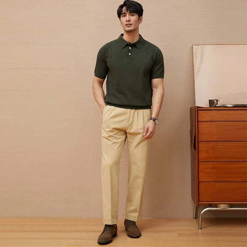Premium Knitted Polo Shirt for Men - Soft Cotton Casual & Business Wear - Perfect for Office, Golf & Summer Outfits