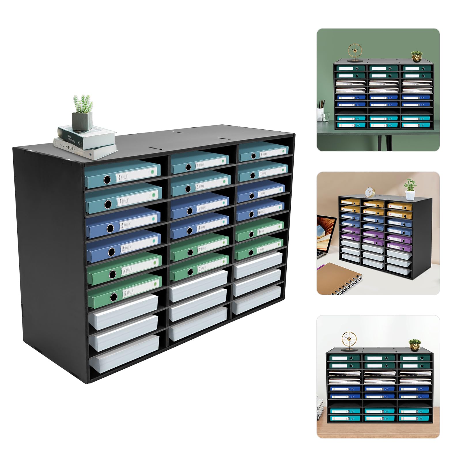 27-Slot Black Mail Sorter Organizer - Classroom Mailbox & Desktop File Organizer for Home, School, Office - Perfect for Sorting Letters, Papers, and Documents