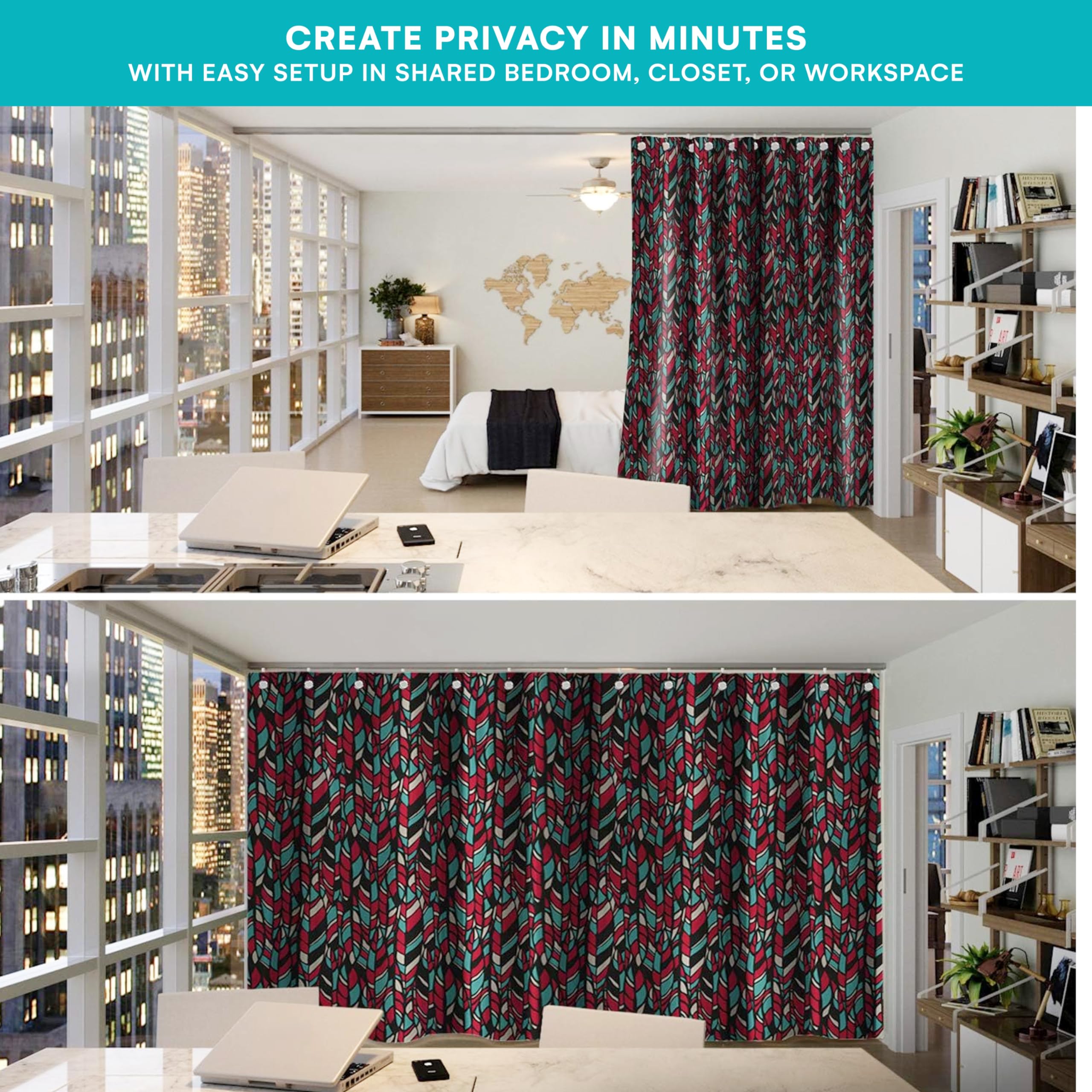 Premium Stained Glass Room Divider Curtain - 8ft Tall x 10ft Wide for Home & Office Privacy - Perfect for Partitioning Spaces, Creating Private Areas, and Enhancing Room Decor