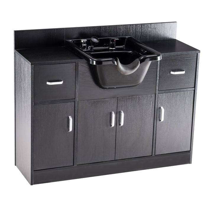 Alexander 3-in-1 Salon Shampoo Station - Professional Styling Station with Shampoo Bowl & Storage Cabinet for Hair Salons & Home Use