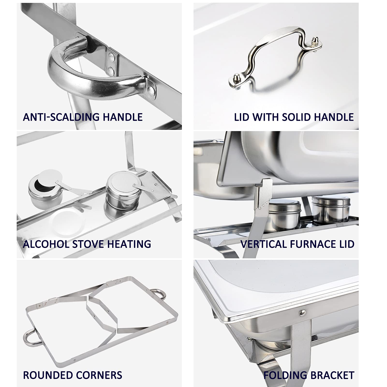 AIZYR 8QT Stainless Steel Buffet Chafer Warmer Set with Water Pan, Food Pan & Lid - Perfect for Wedding Receptions, Banquet Catering, Buffet Parties & Keep Food Warm at Events