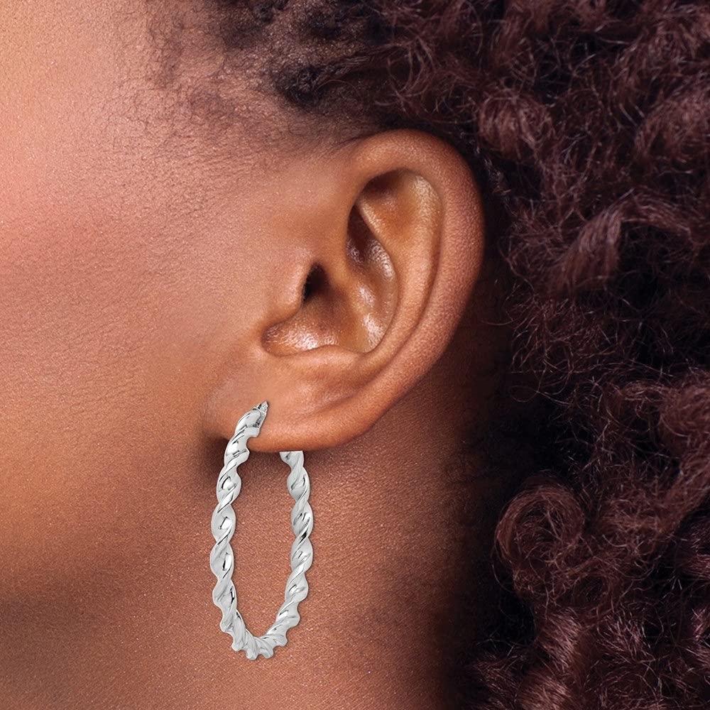 925 Sterling Silver Twist Hoop Earrings for Women - 1.54