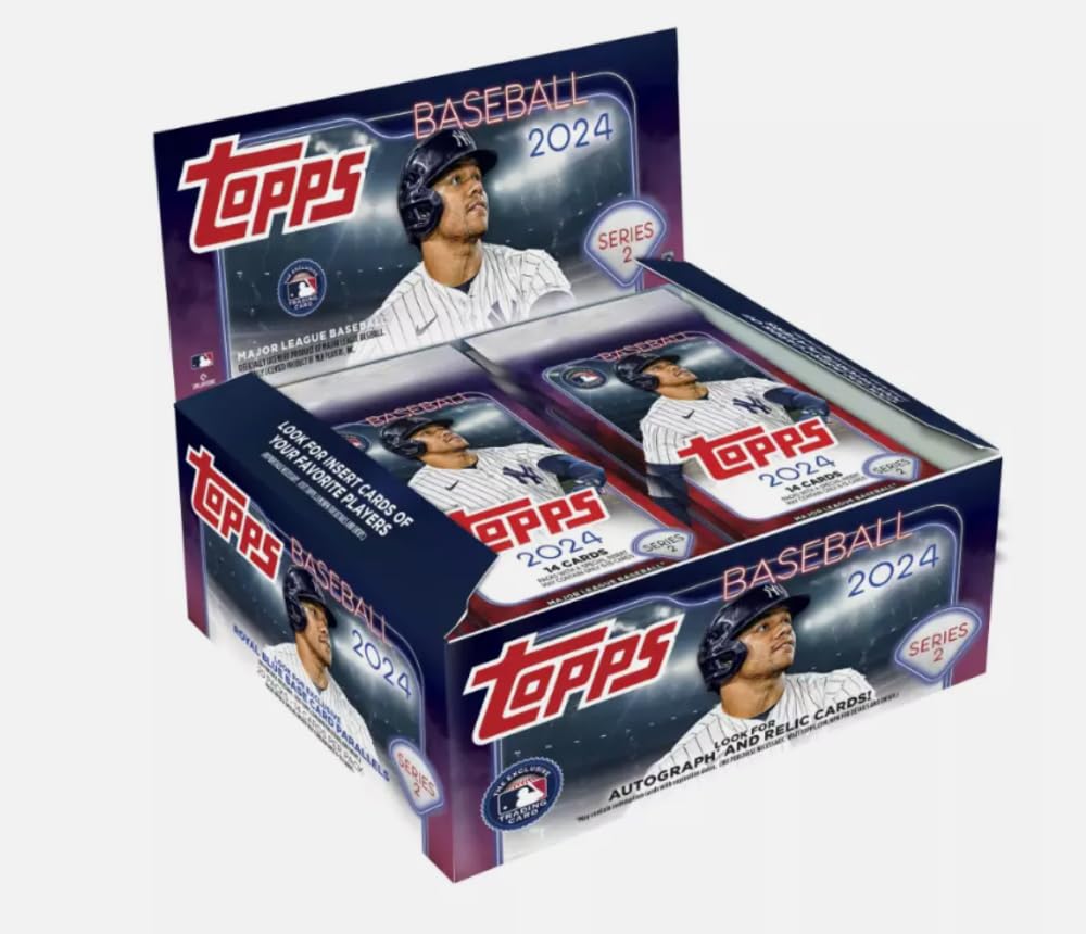 2024 Topps Series 2 Baseball Cards - Factory Sealed Retail Display Box with 20 Packs (14 Cards Each) | Chase Autograph & Relic Cards | Jackson Holliday SSP Chance | Perfect for Collectors, Fantasy Baseball Fans & Gift Giving