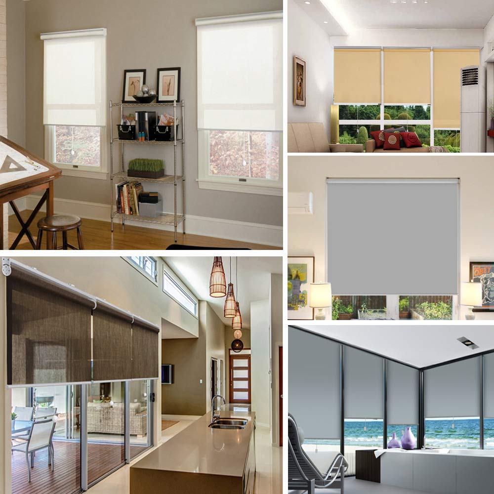 SUAKY Cordless Blackout Roller Shades - Light Grey Window Blinds for UV Protection & Energy Saving | Perfect for Windows, Doors & French Doors | Ideal for Bedrooms, Nurseries & Home Offices