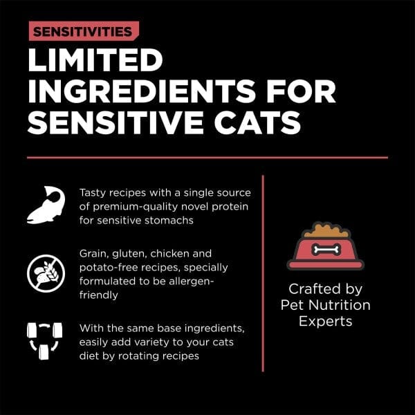 Go! Solutions Sensitivities Limited Ingredient Grain Free Salmon Recipe Dry Cat Food for Sensitive Stomachs - 6lb Bag - Hypoallergenic Cat Food for Indoor & Outdoor Cats with Allergies