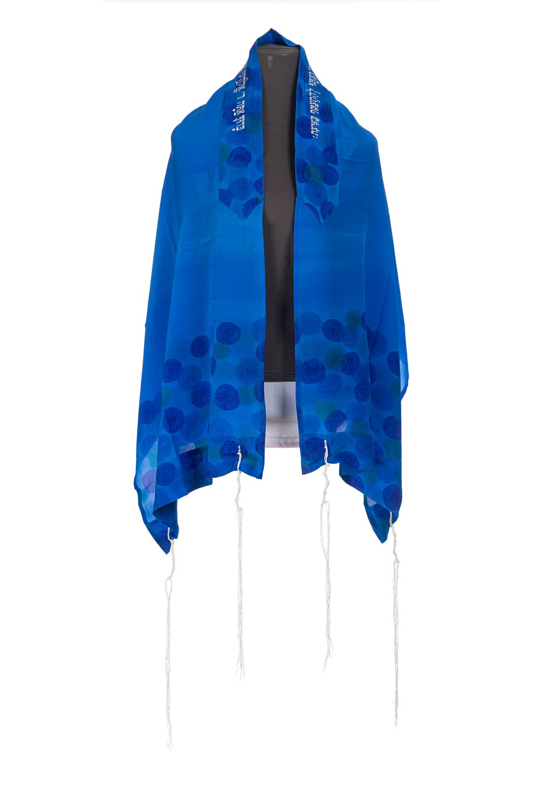 Royal Blue Floral Silk Tallit for Women & Girls - Elegant Bat Mitzvah Prayer Shawl - Perfect for Synagogue Services, Jewish Ceremonies & Special Occasions