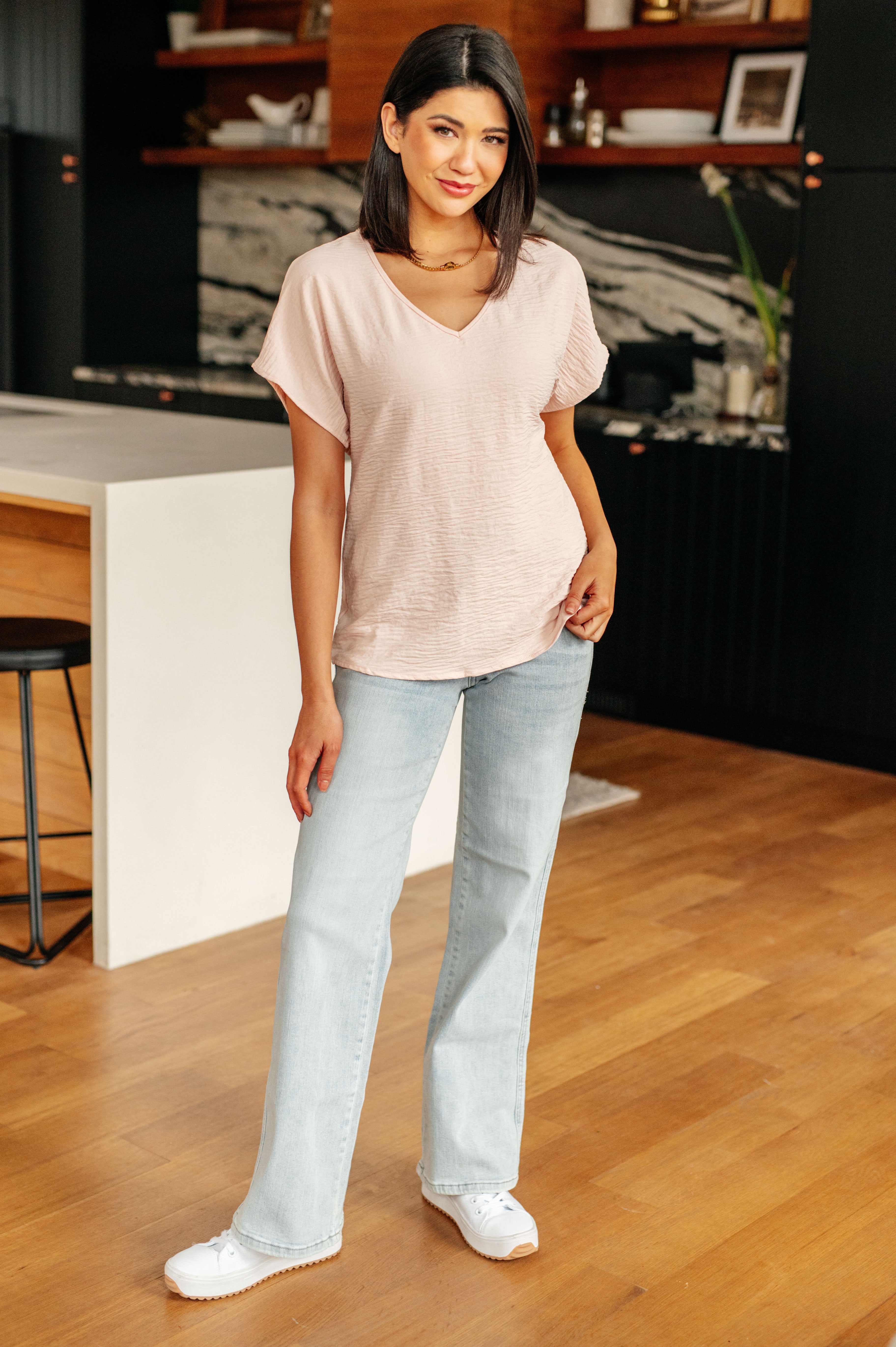 Blush V Neck Top for Women - Soft & Comfortable FAQ T-Shirt - Perfect for Casual Wear, Work & Everyday Outfits
