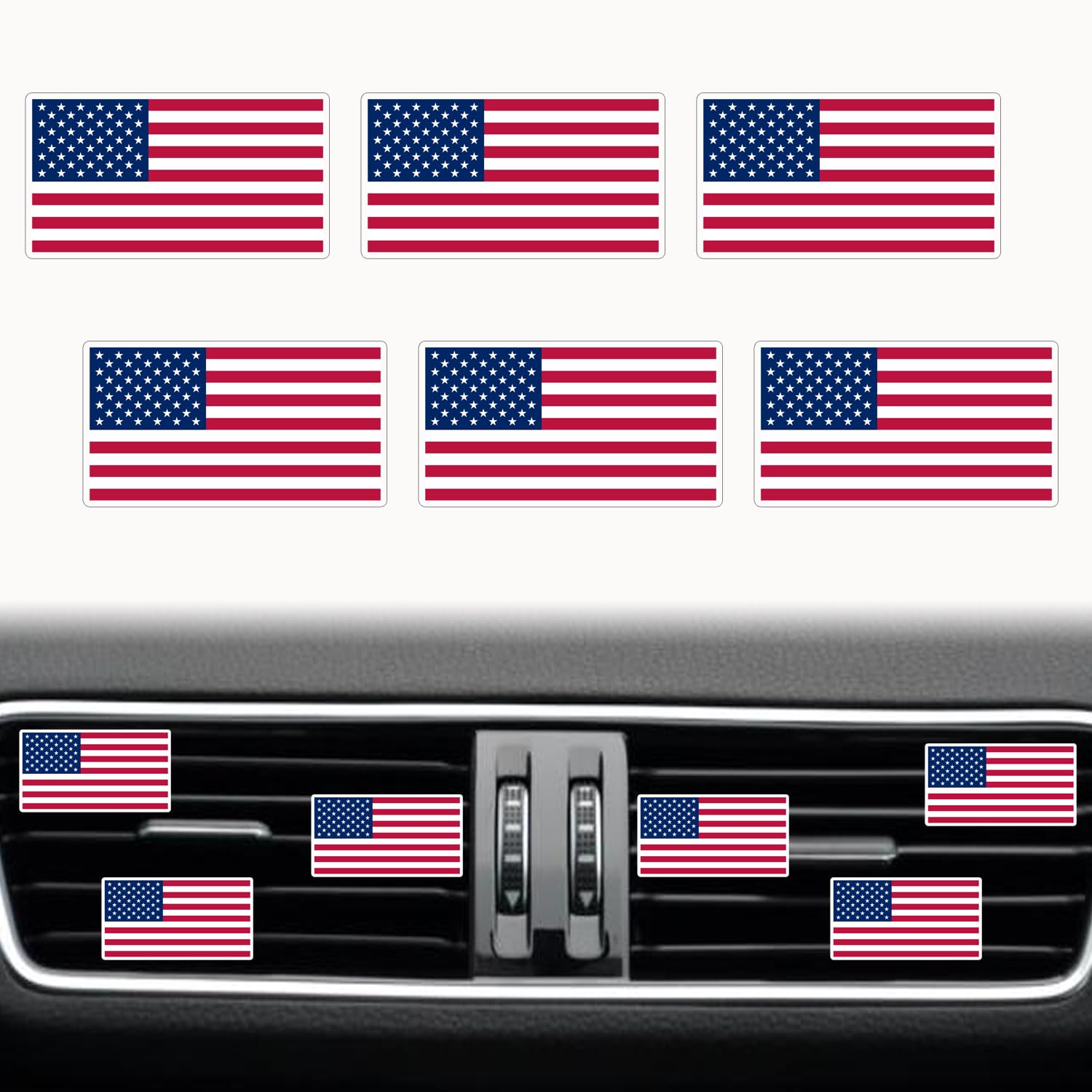 6 Pack USA Flag Car Air Vent Clips - Patriotic Car Air Freshener & Diffuser with Strong Grip | Funny Car Interior Decor Accessories for Men & Women | Perfect for Road Trips, Office Commute & 4th of July Celebrations