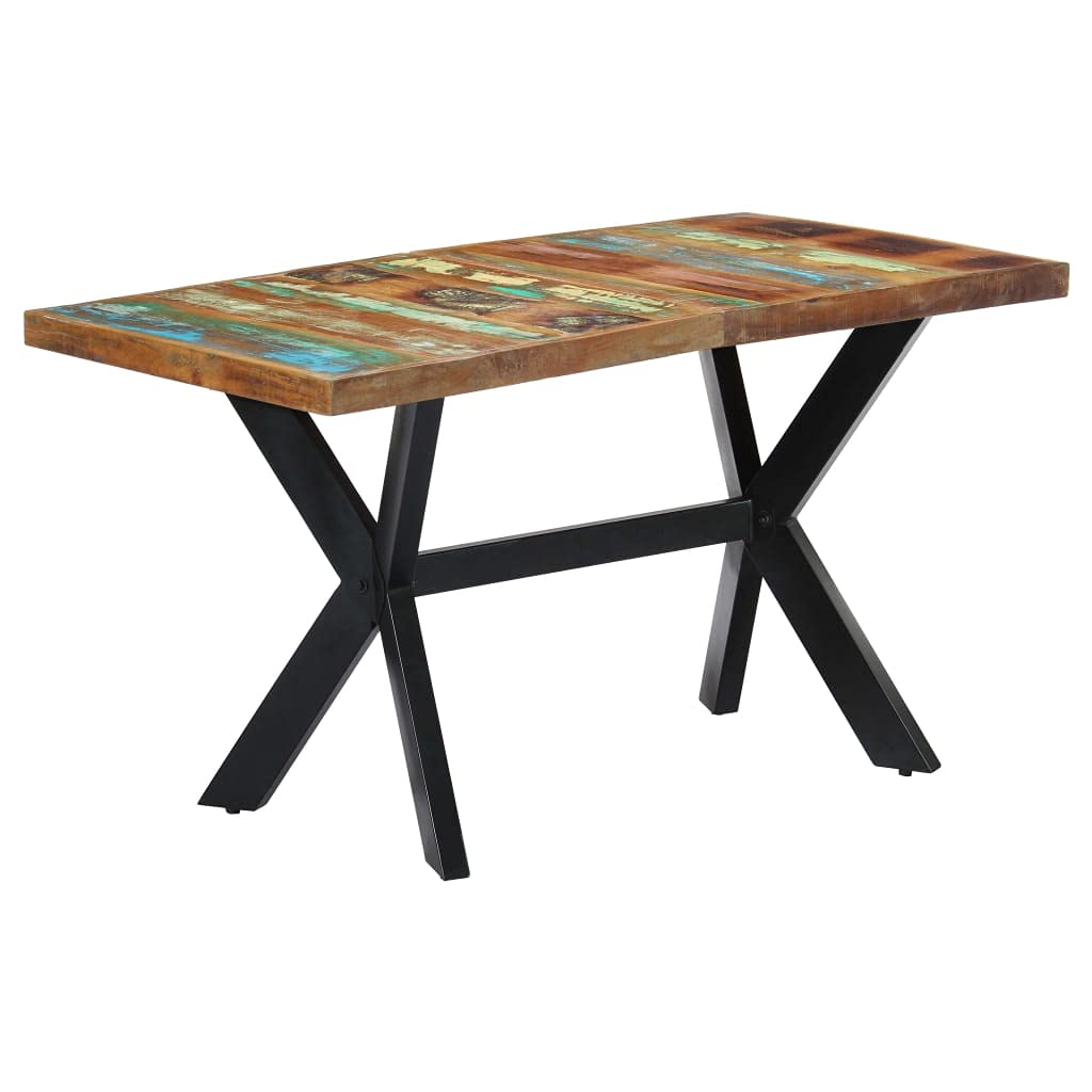 Modern Rectangular Dining Table with Steel Cross Frame - 55.1