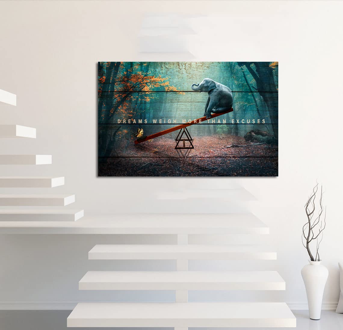 Dreams Weigh More Than Excuses Motivational Wall Art - Inspirational Canvas Print & Poster for Home Gym, Office Decor - Uplifting Quote Painting for Workout Spaces & Professional Environments