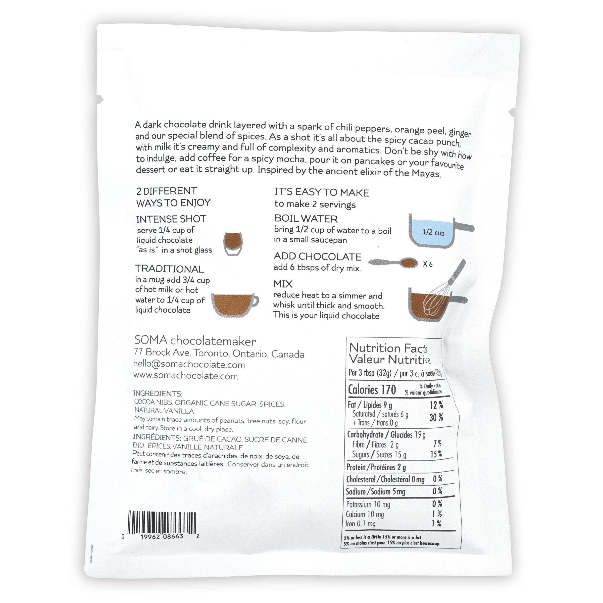 Organic Soma Drinking Chocolate Maya - Premium Hot Cocoa Mix for Winter Warmth & Comfort - Perfect for Cozy Nights, Holiday Gifts & Relaxing Moments