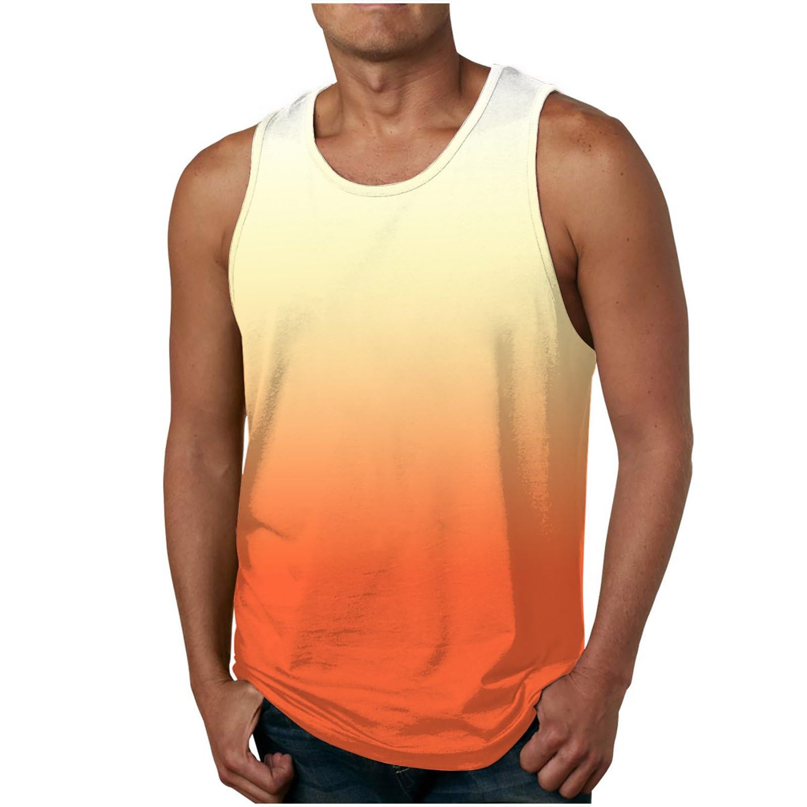 **Wodceeke Men's Gradient Sleeveless Tank Tops - Summer Beach Shirts, Gym Workout & Athletic Undershirts for Casual Wear, Running, and Outdoor Activities**