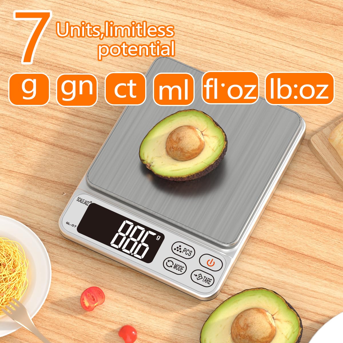 Mini Digital Kitchen Scale - 6.6lb Capacity, Precise Grams & Ounces Measurement for Cooking, Baking & Food Portioning | LCD Display, Tare Function, Auto-Off | Perfect for Home Kitchen, Coffee Brewing & Jewelry Weighing