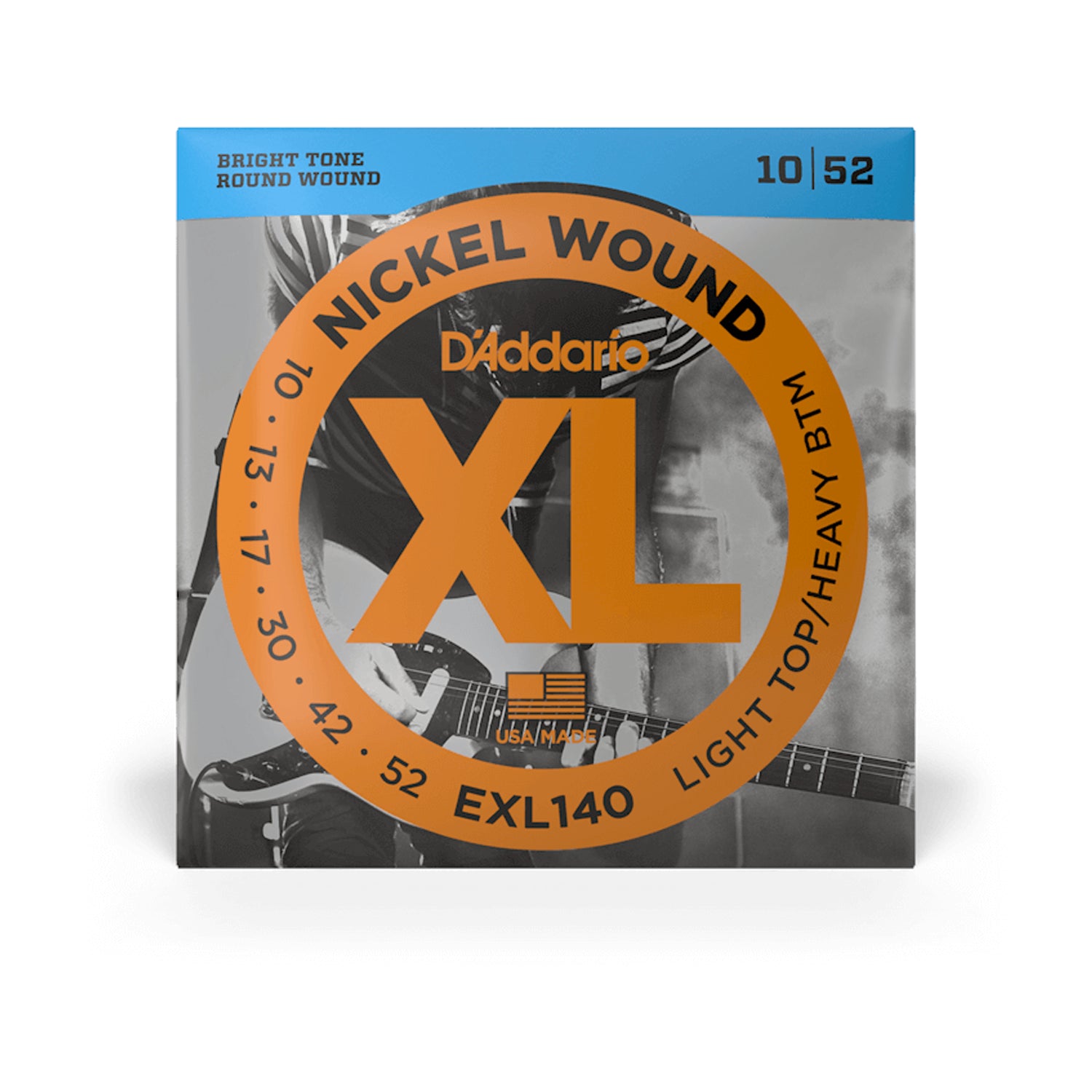 D'Addario EXL140 XL Nickel Wound Electric Guitar Strings - .010-.052 Light Top/Heavy Bottom Gauge - Perfect for Rock, Metal & Drop Tuning