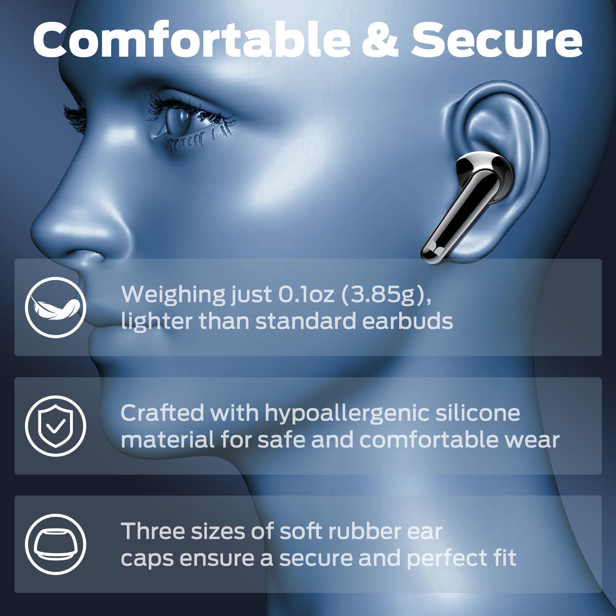 Monster N-Lite 203 Wireless Earbuds Bluetooth 5.3 - HiFi Stereo Sound, 30H Playtime, Type-C Fast Charging, HD Calls, Touch Control, IPX6 Waterproof in-Ear Headphones for Gym, Running, Workout & Travel
