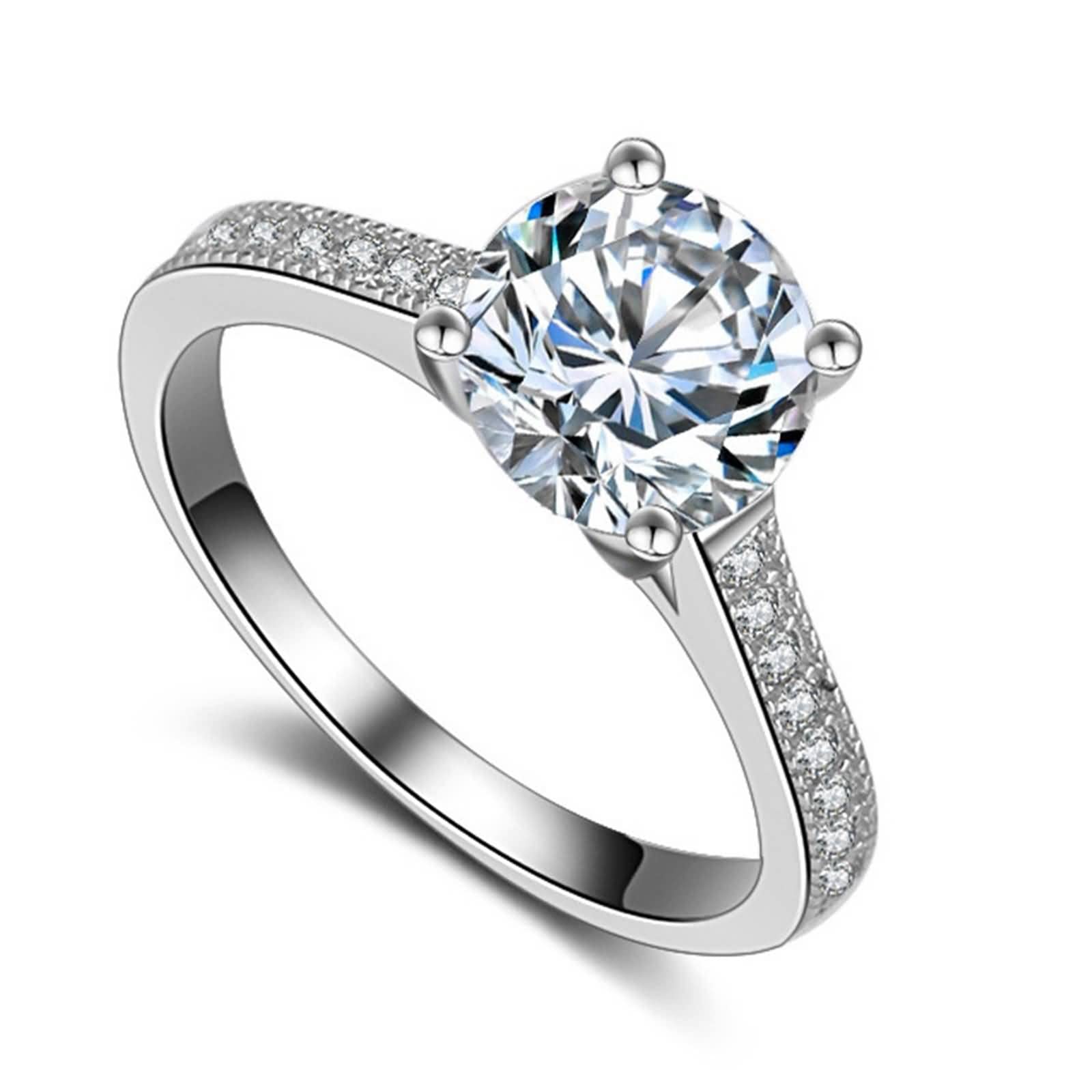 Elegant Women's Wedding Ring - 925 Sterling Silver Cubic Zirconia Diamond Ring with 4-Prong Setting | Perfect Engagement, Anniversary & Valentine's Day Gift for Her | Ideal for Weddings, Proposals & Special Occasions