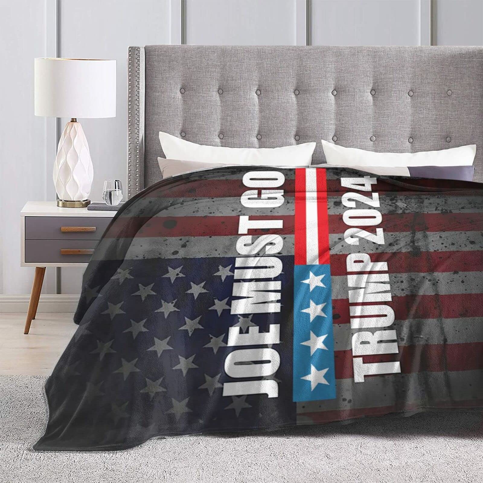 Joe Must Go Trump 2024 Blankets - Soft Lightweight Throw Blanket for Bed, Couch & Living Room - Cozy Fleece Blanket for Movies, Camping & Gifts