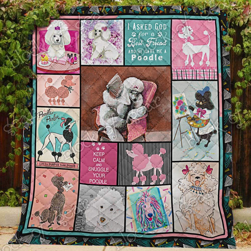 Reversible Cotton Poodle Quilt - Queen Size All-Season Comforter Set | Best Friend Gift Idea for Dog Lovers | Perfect for Bedroom Decor & Cozy Home Styling