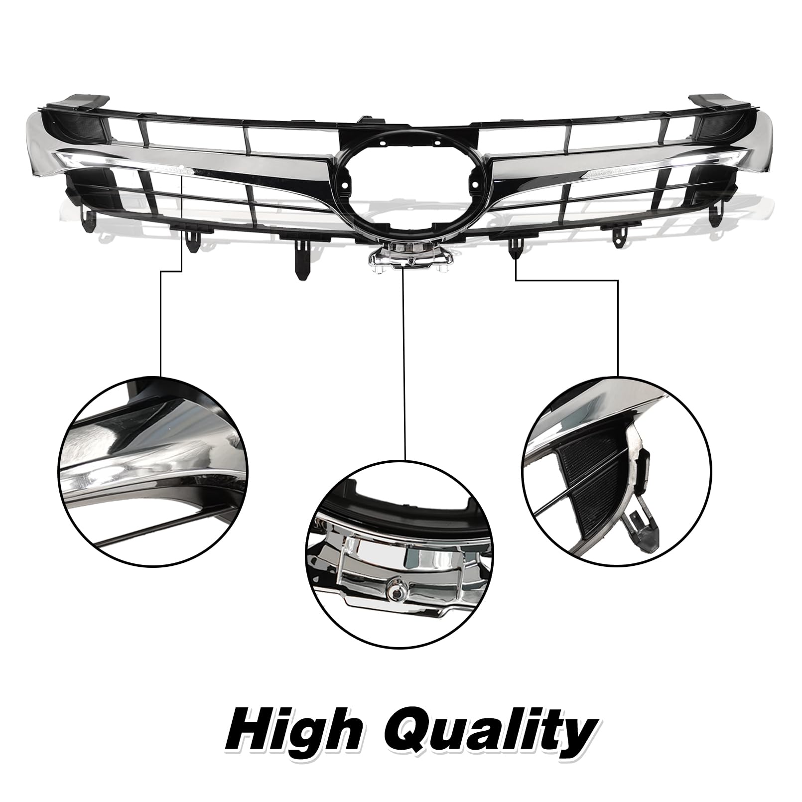 Chrome Front Bumper Upper Grille Replacement for 2015-2017 Toyota Camry LE XLE SE XSE - Compatible with Part Numbers 5310106411 & TO1200377 | Perfect Upgrade for Car Exterior Styling & Protection