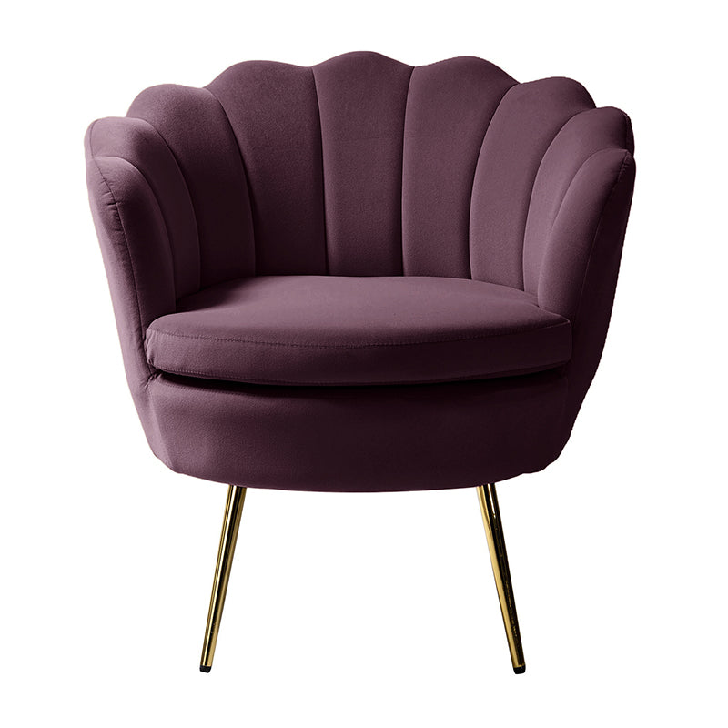 Evelia Velvet Scalloped Barrel Chair - Luxurious Velvet Accent Chair with Curved Back for Living Room, Bedroom & Office - Perfect for Reading Nook, Lounge Area or Home Decor