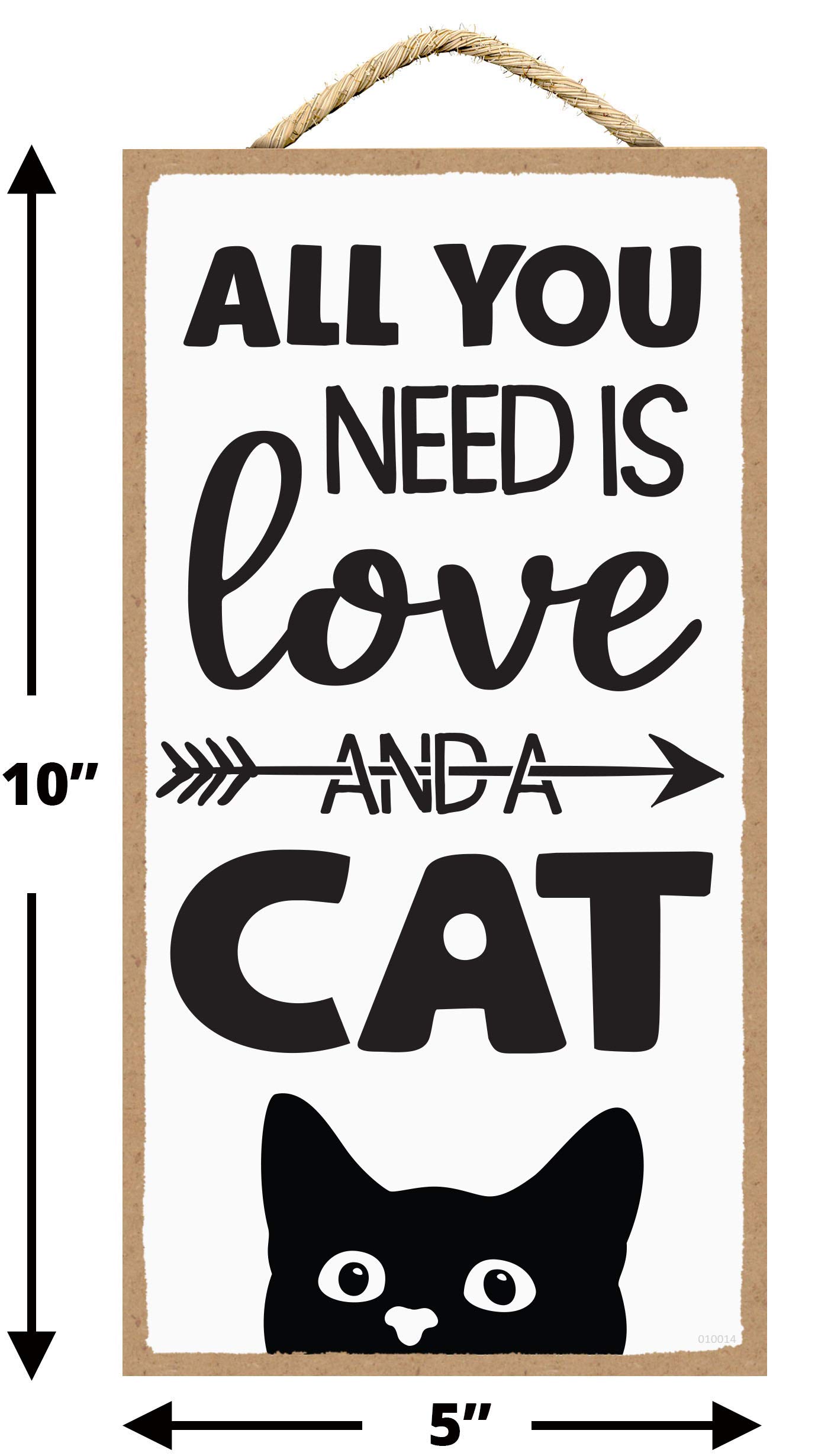 Cat Decor Signs - Love and a Cat - Handmade Wooden Wall Art for Pet Lovers - Perfect for Living Room, Bedroom & Cat Nursery Decor