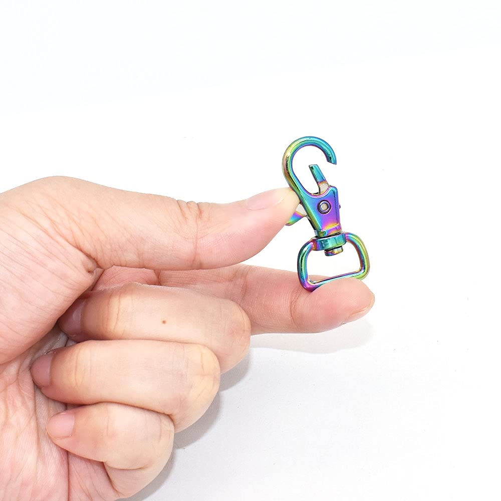 Rainbow Swivel Snap Hook Clasps 6-Pack - Keychain, Bag & Lanyard Clip for Keys & Accessories