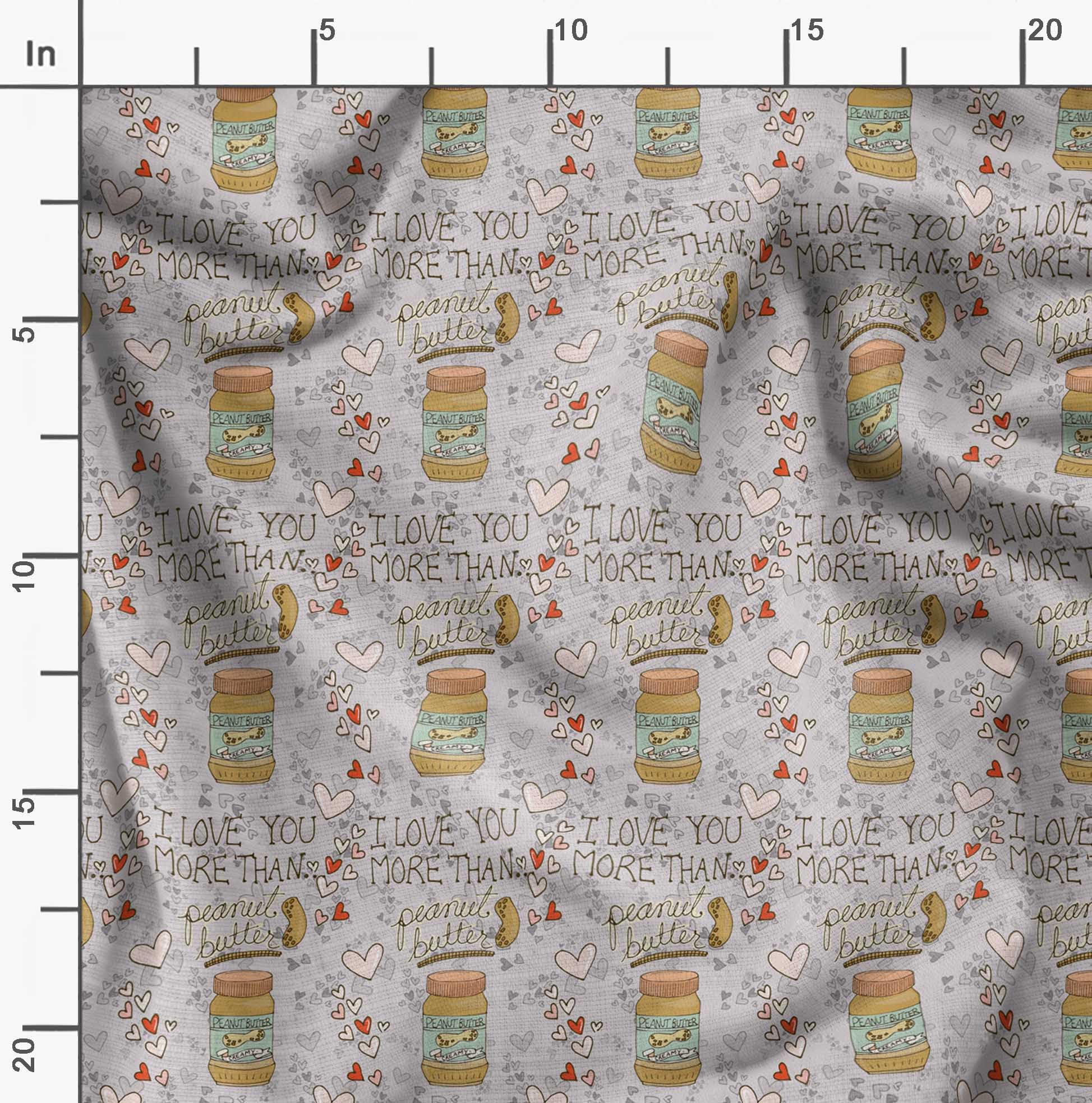 Soimoi Poly Georgette Gray Fabric by The Yard - 42 Inch Wide Textured Peanut Butter Food Print Material for DIY Crafts, Sewing Projects & Home Decor - Nutty Playful Design Printed Fabric for Dresses, Curtains & Creative Sewing Ideas