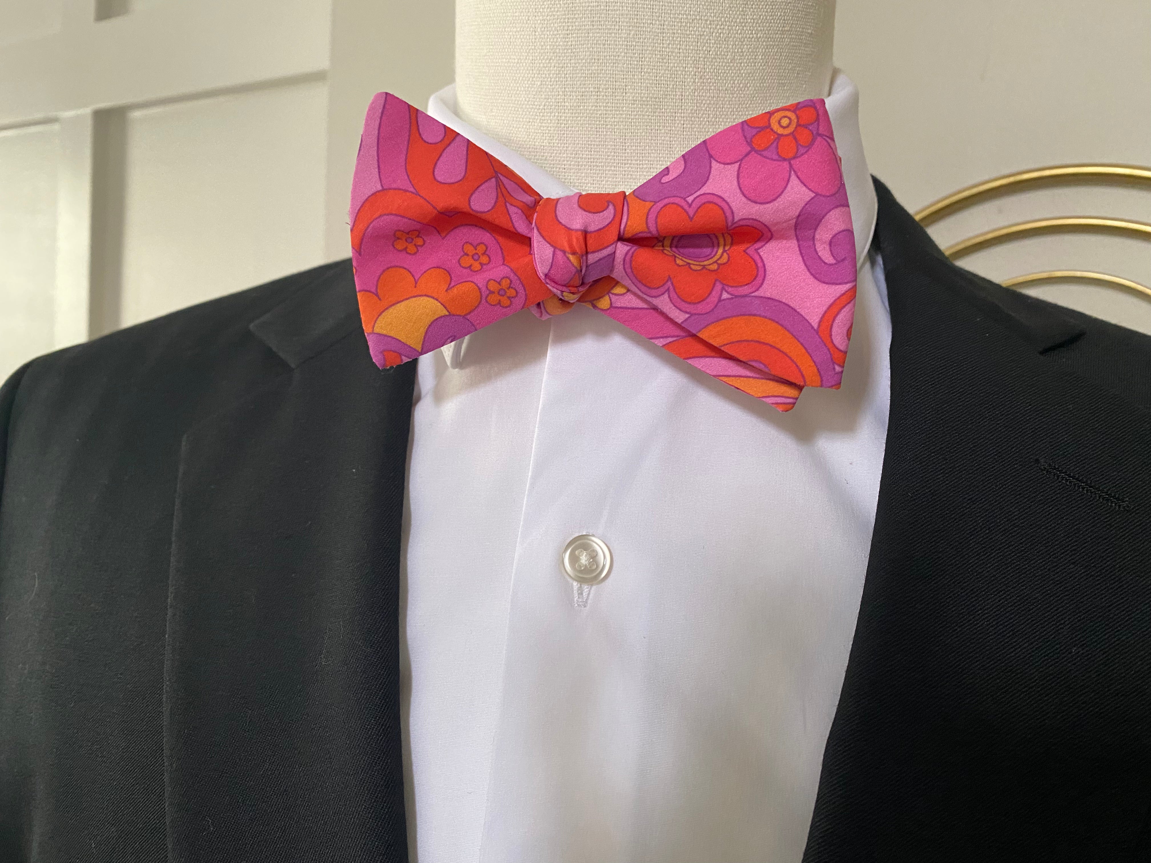 Stylish Hot Pink & Orange Bow Tie for Men - Perfect for Weddings, Parties & Formal Events - Adjustable & Comfortable Neckwear Accessory