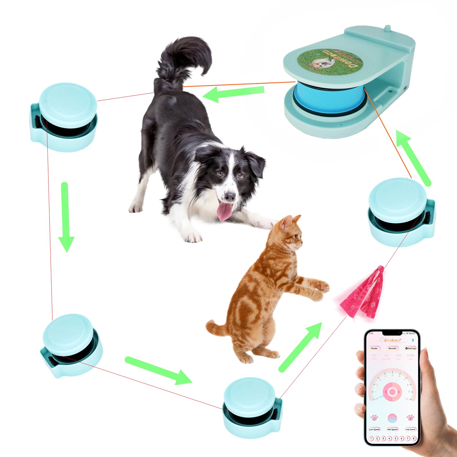 DC-1 Motorized Dog Chase Toy for Large Dogs - Automatic Lure Coursing Machine with Agility Course Backyard Set, Durable Interactive Puppy Play Equipment (Pink) - Perfect for Outdoor Training, Exercise & Fun Playtime