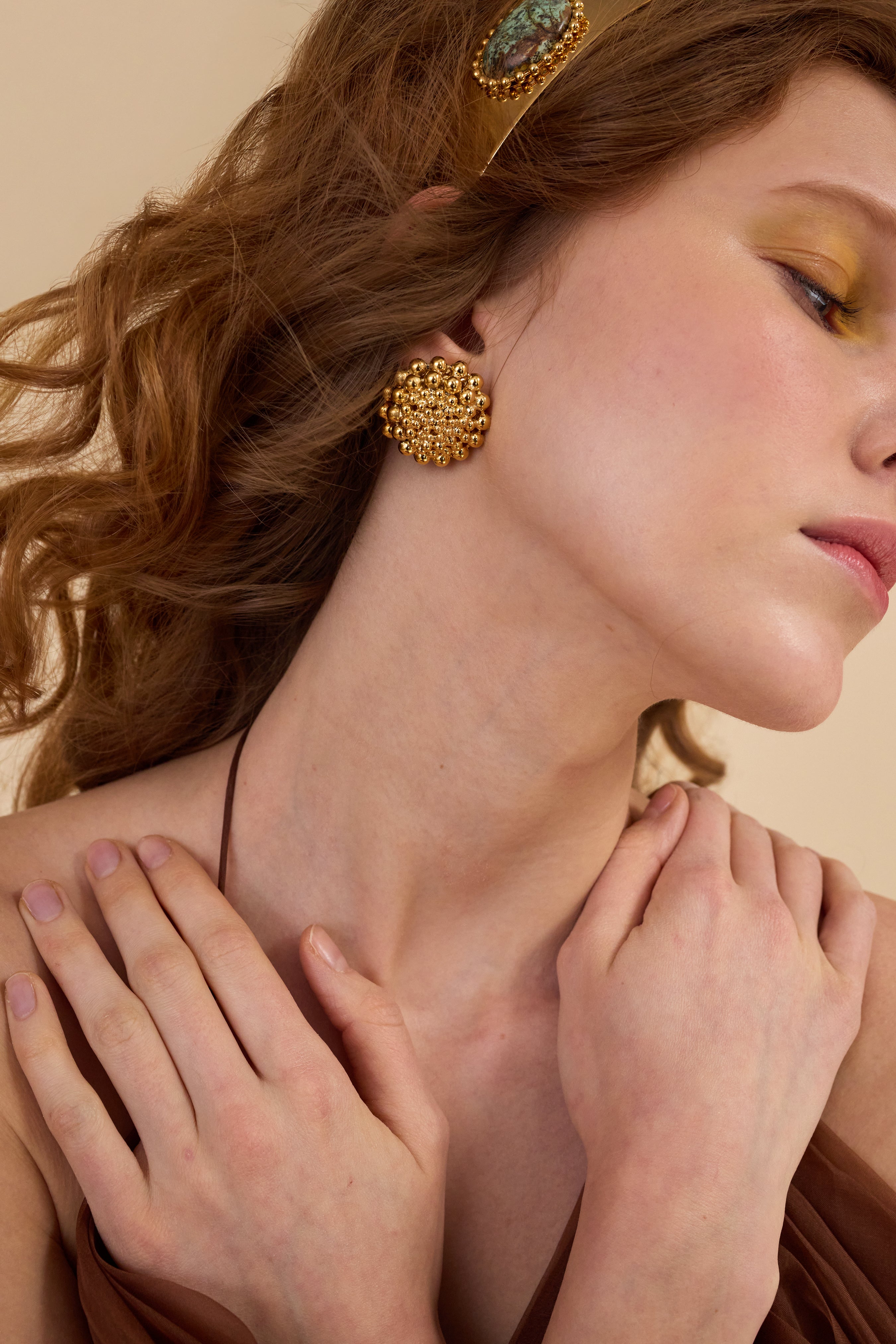 Zoe Ball Chain Button Earrings for Women - Trendy Gold & Silver Hoop Earrings - Perfect for Casual, Office & Party Wear