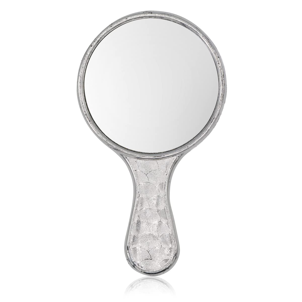 Victor Enterprises Small Oval Silver Plastic Handheld Beauty Mirror - 3 Inch Compact Makeup Mirror for Bathroom, Dressing Table, Shaving & Travel | Perfect for Home, Hotel & On-the-Go Touchups