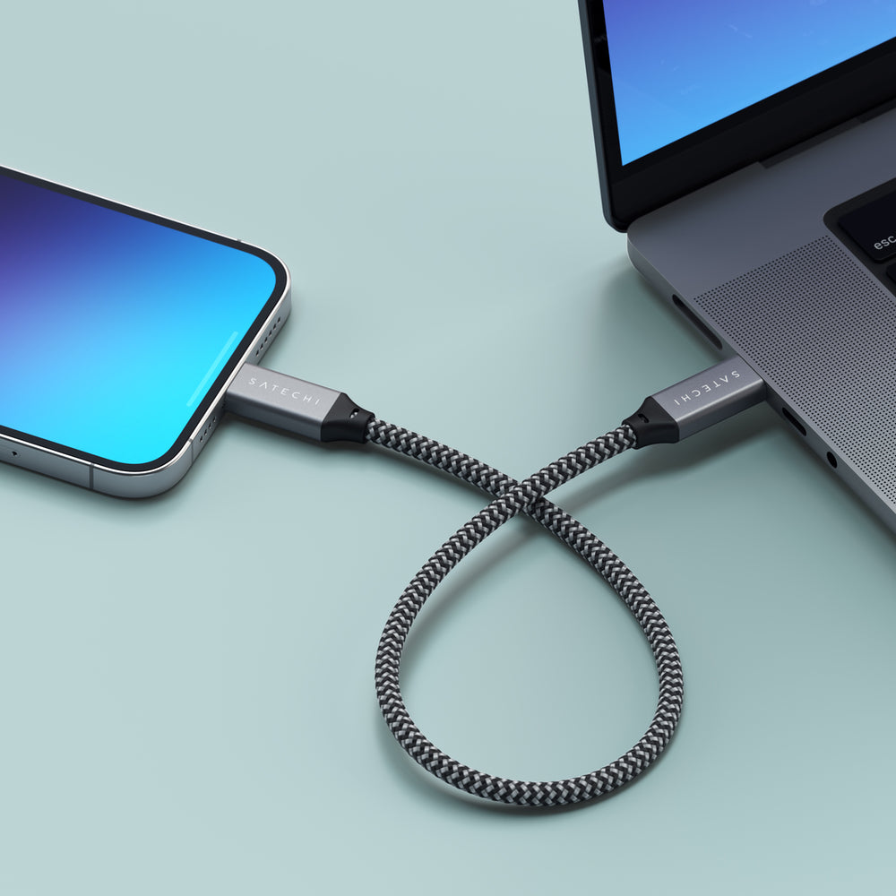 Satechi USB 4 USB C to USB C Cable 6.6ft - High Speed 100W Charging & 40Gbps Data Transfer - Compatible with MacBook Pro, iPad Pro, Galaxy S23 - Perfect for Home Office & Travel Charging