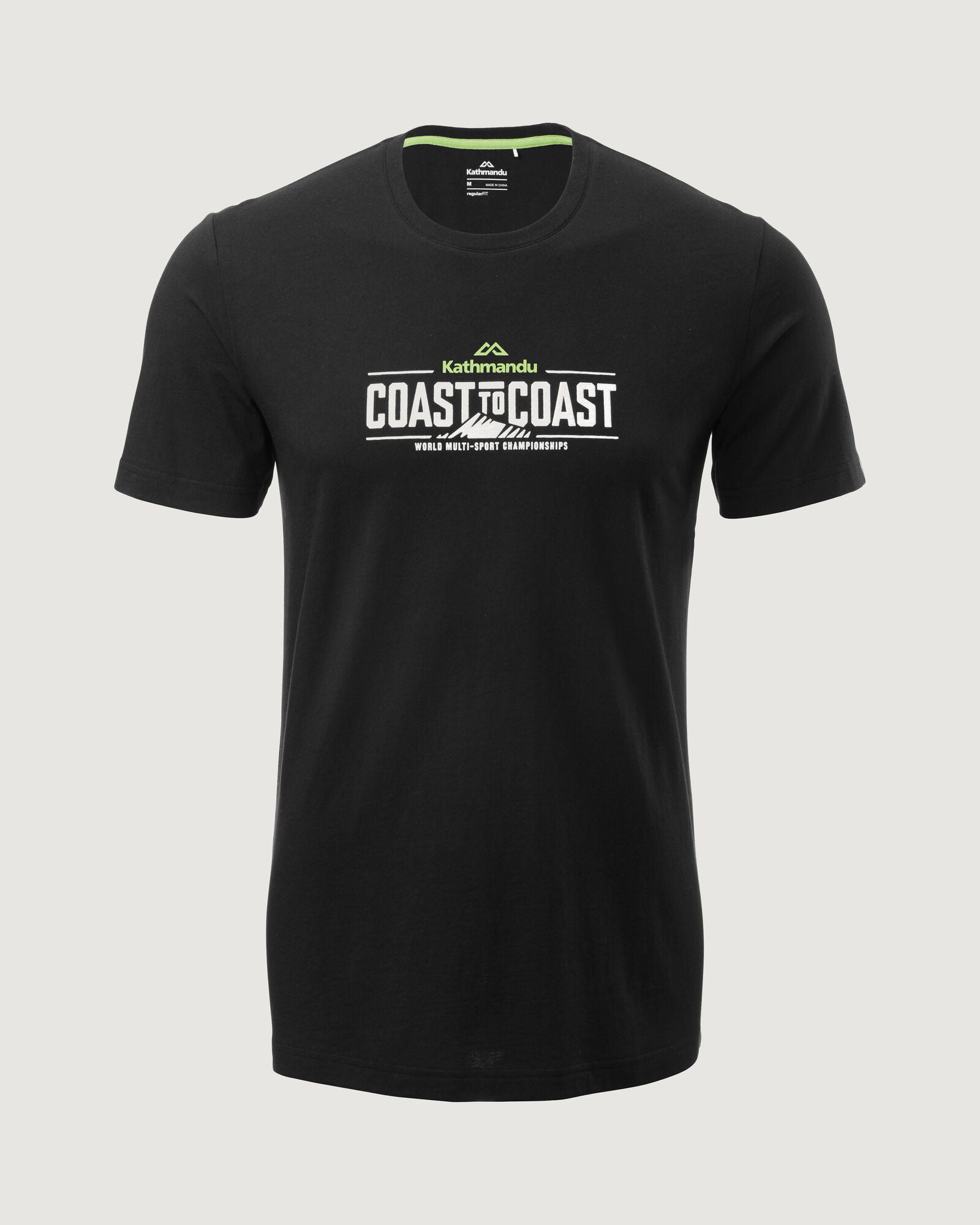 Men's Coast to Coast Graphic T-Shirt - Black Cotton Casual Tee for Everyday Wear & Street Style