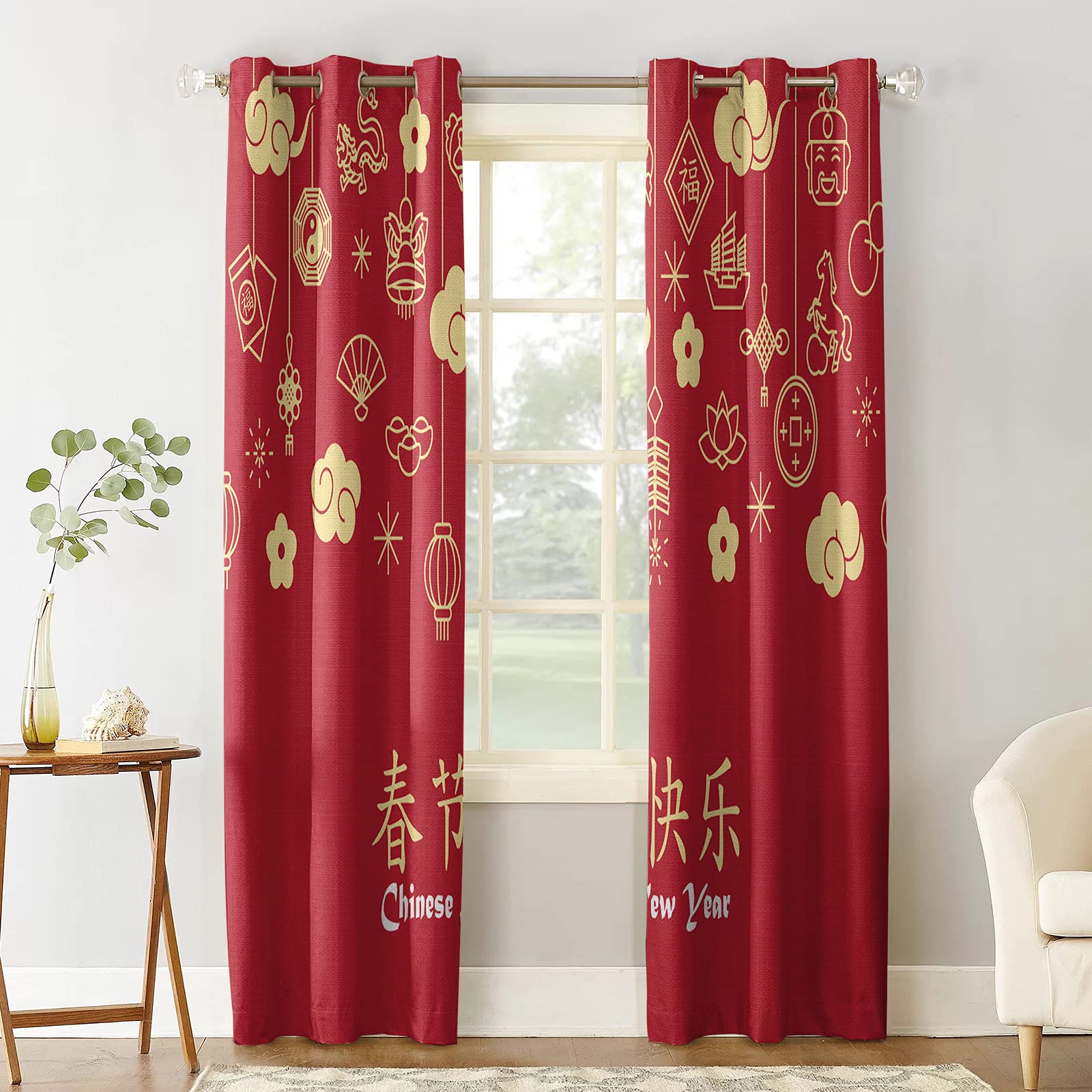 COLORSUM Blackout Curtains - 2 Panels Thermal Insulated Room Darkening Window Curtains with Grommet Top for Bedroom, Living Room & Home Decor | Perfect for Light Blocking, Energy Saving & Wall Decoration