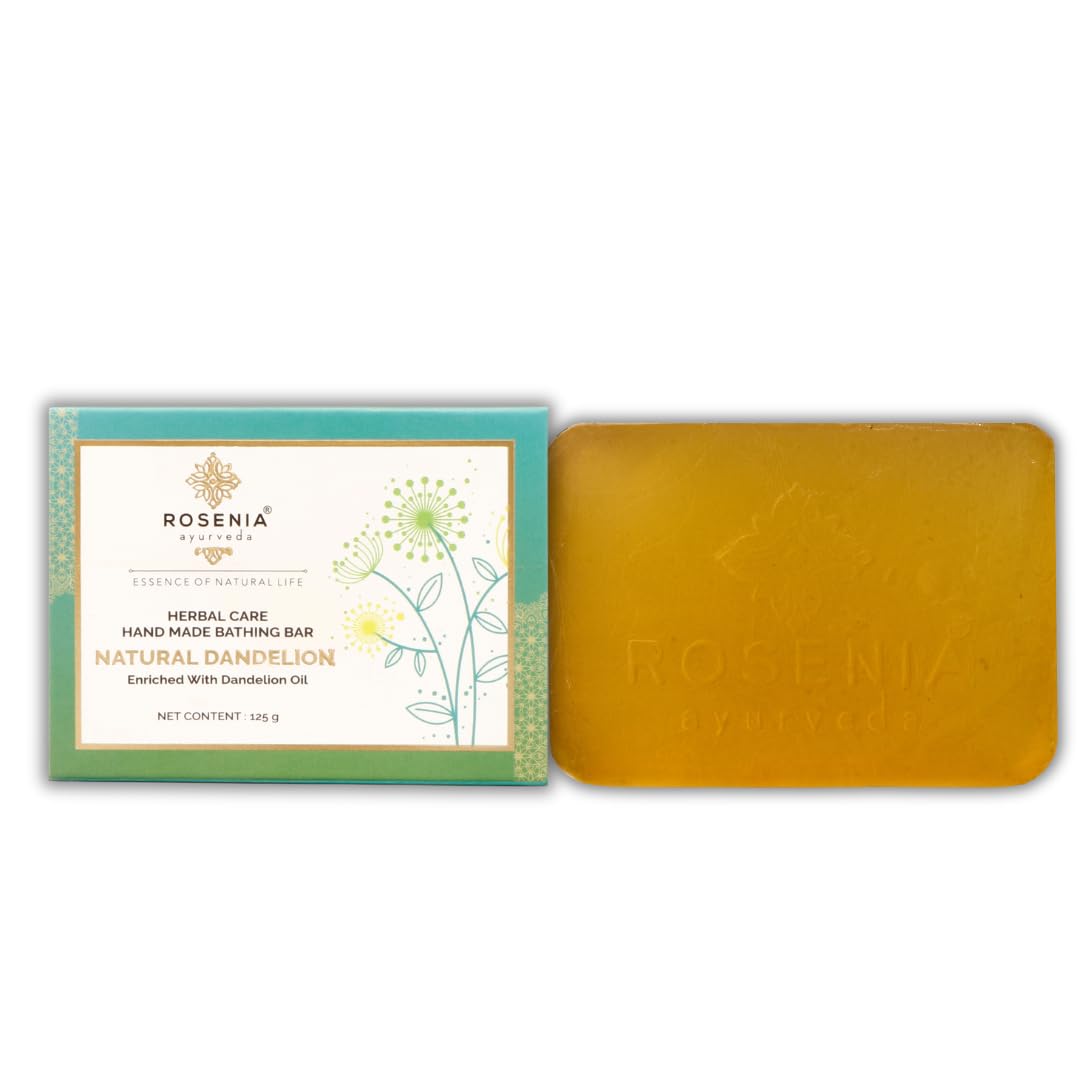 Rosenia Ayurveda Natural Dandelion Handmade Soap Bar for Face & Body - Organic Herbal Cleanser for Sensitive Skin, Acne & Dryness - Perfect for Daily Bathing, Spa & Gift Sets