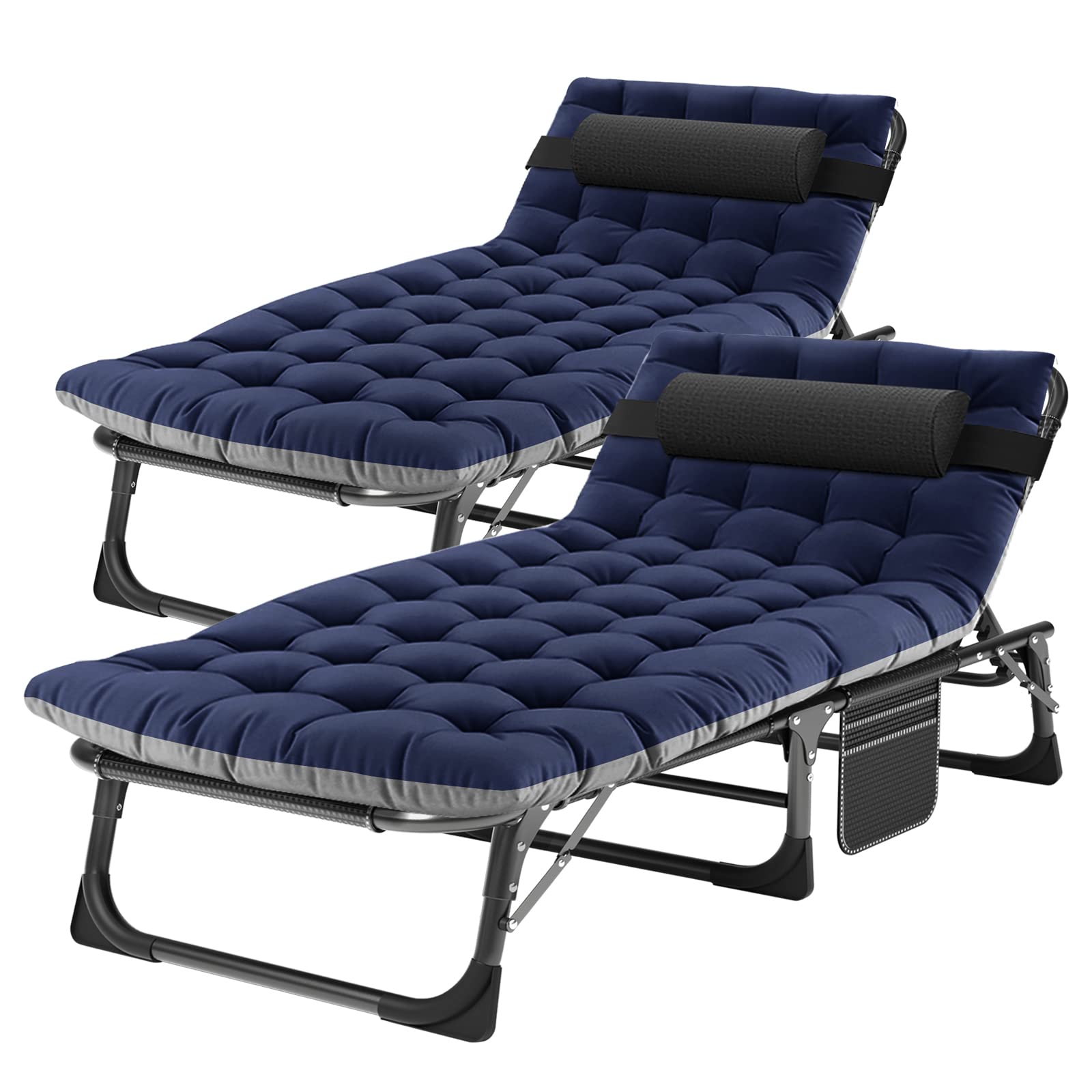 ABORON 5-Position Adjustable Folding Camping Cot for Adults - Portable Outdoor Sleeping Bed, Reclining Lounge Chair with Pillow for Beach, Lawn, Camping, Pool & Sunbathing - Heavy Duty & Compact Design