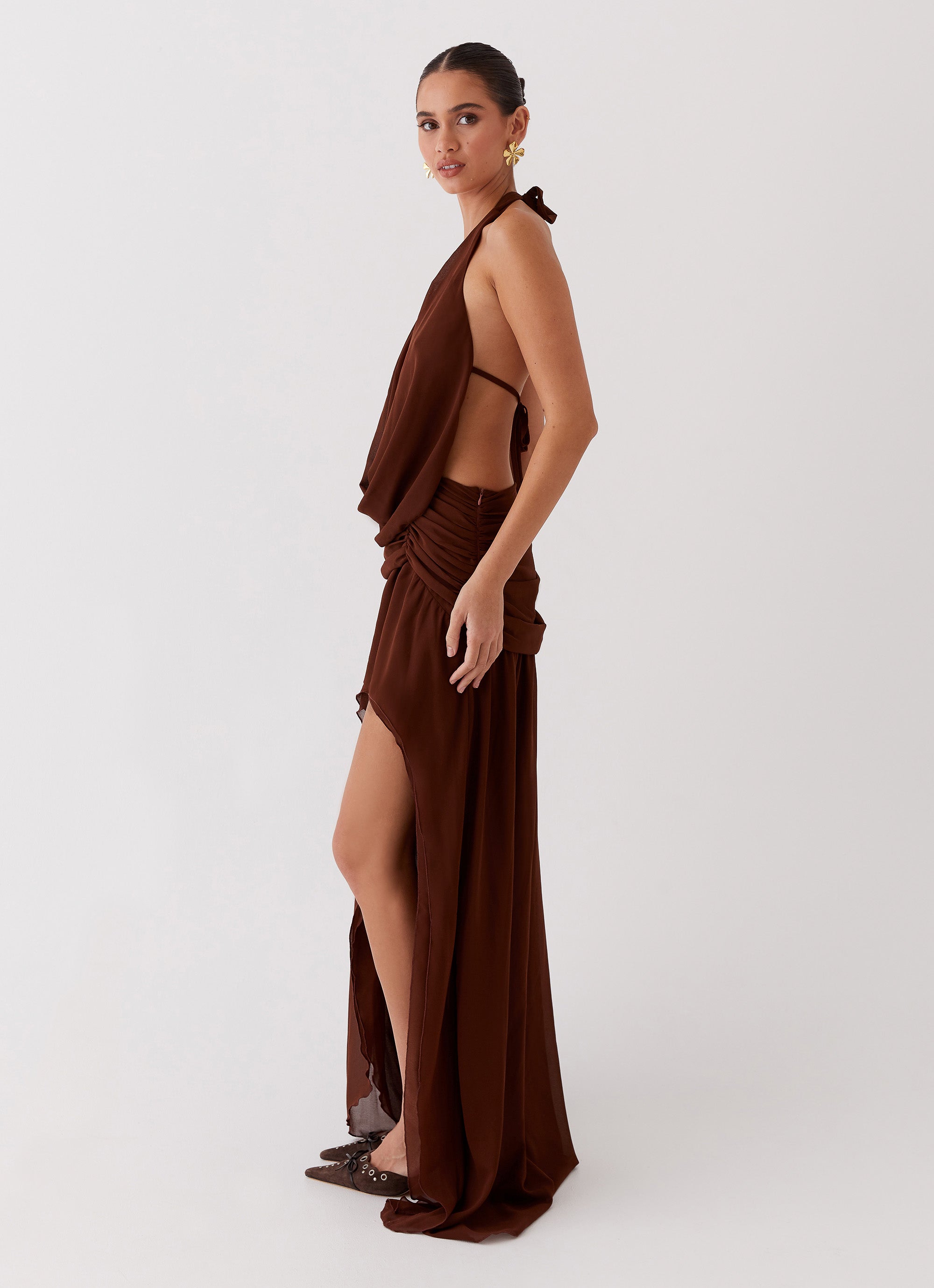 Blake Rose Maxi Dress for Women - Elegant Long Flowy Boho Summer Dress in Brown | Perfect for Beach, Vacation, and Casual Outings